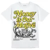 Vivid Sulfur 4s DopeSkill T-Shirt Money Is Our Motive Typo Graphic sold by DopeSkill