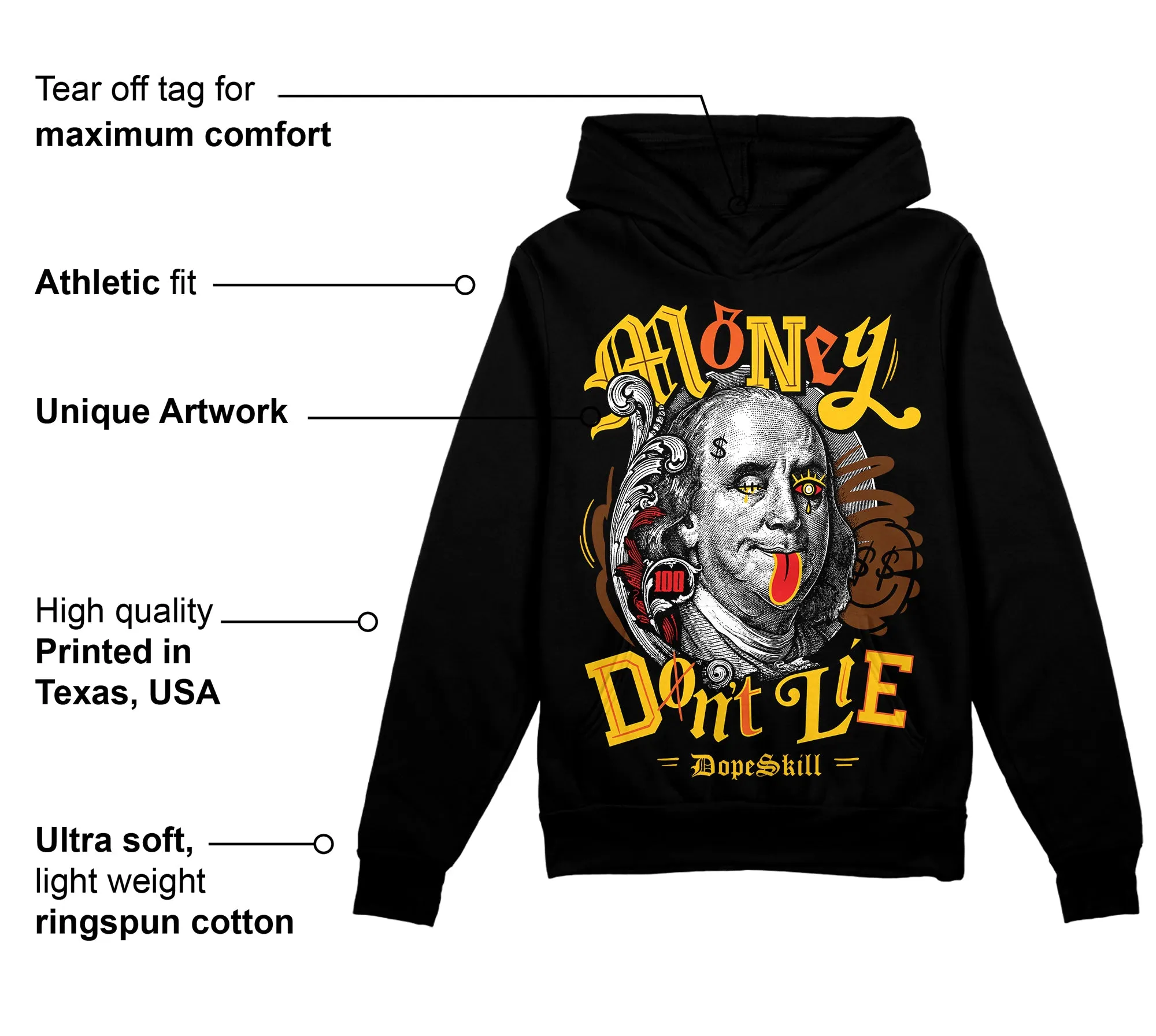 Yellow Collection DopeSkill Hoodie Sweatshirt Money Don't Lie Graphic sold by DopeSkill product image thumbnail 3