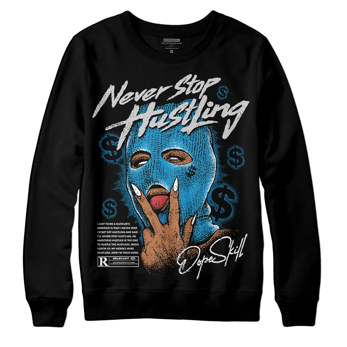 Military Blue 4s DopeSkill Sweatshirt Never Stop Hustling Graphic sold by DopeSkill product image thumbnail 2