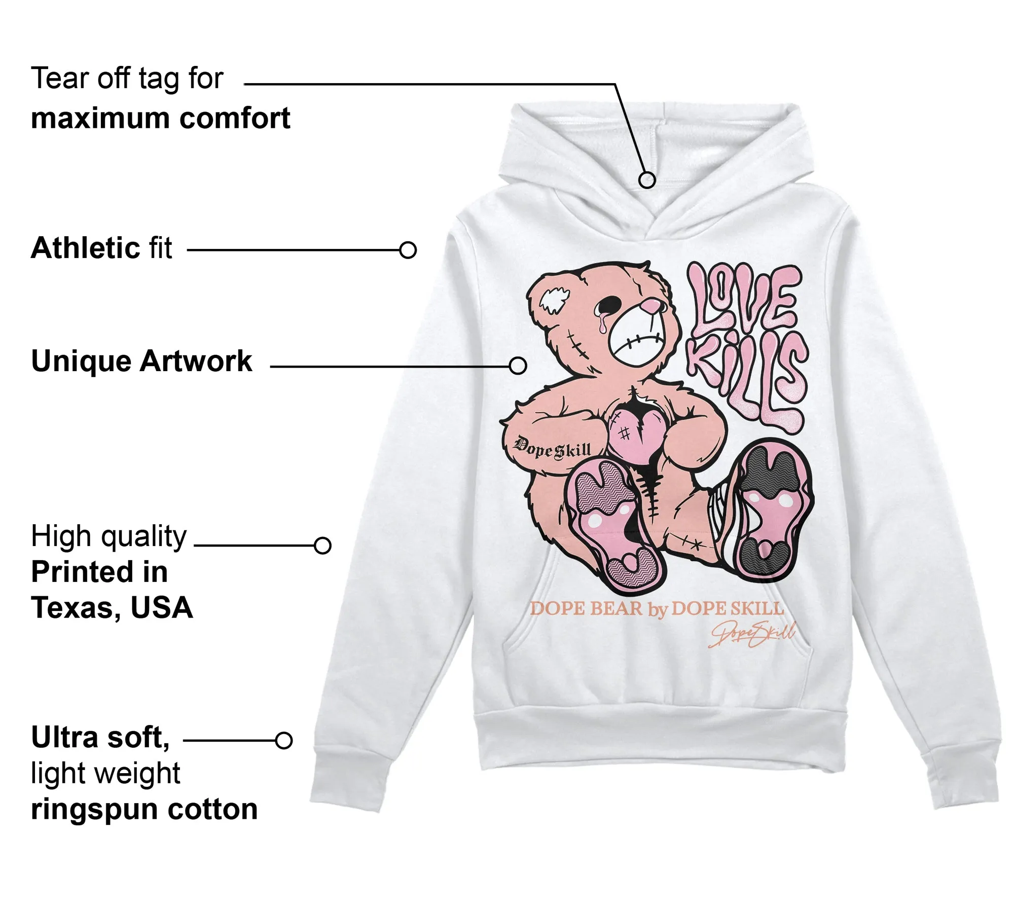 Legend Pink 11s DopeSkill Hoodie Sweatshirt Love Kills Graphic sold by DopeSkill product image thumbnail 3