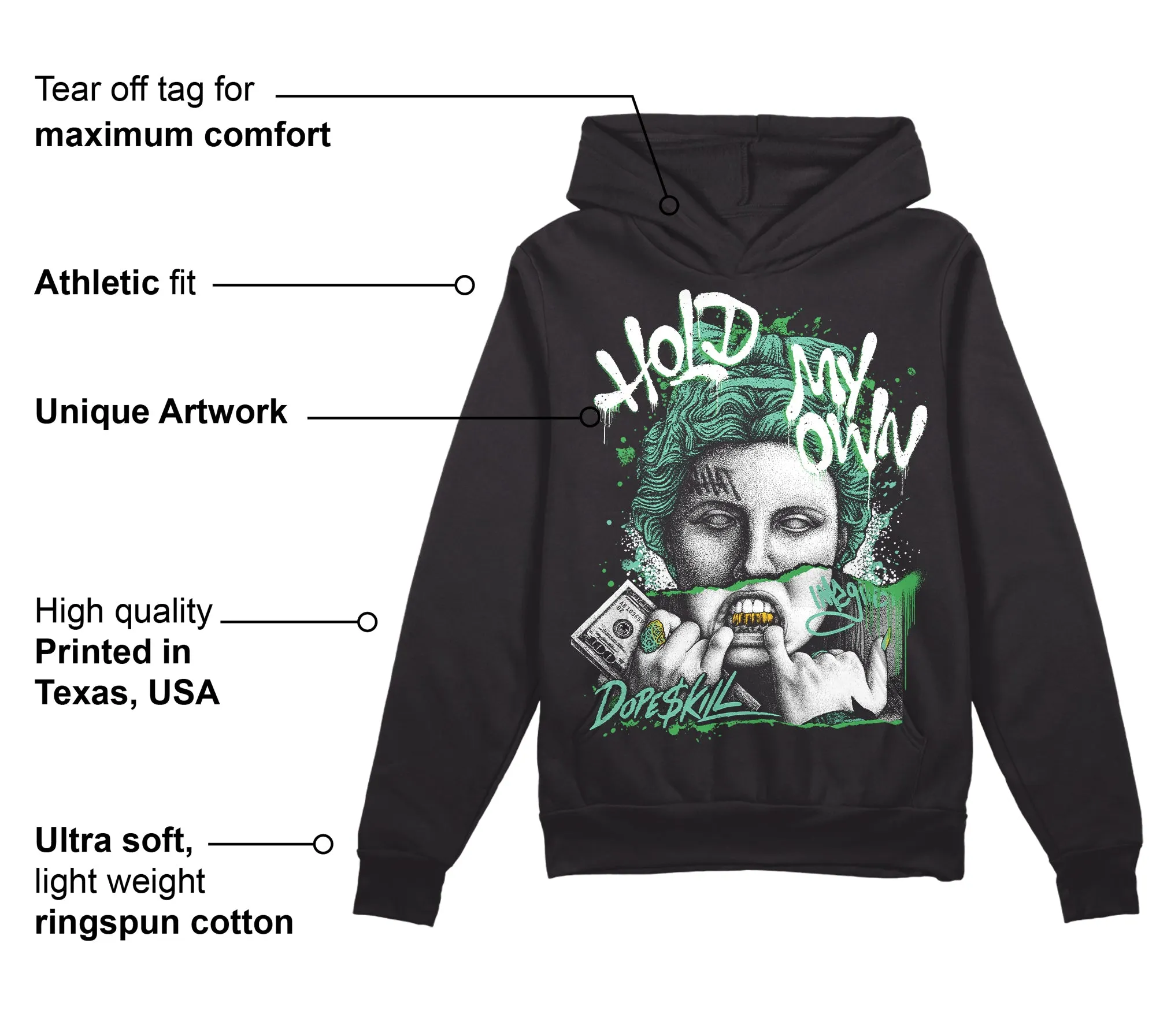 Green Glow 1s DopeSkill Hoodie Sweatshirt Hold My Own Graphic sold by DopeSkill product image thumbnail 3
