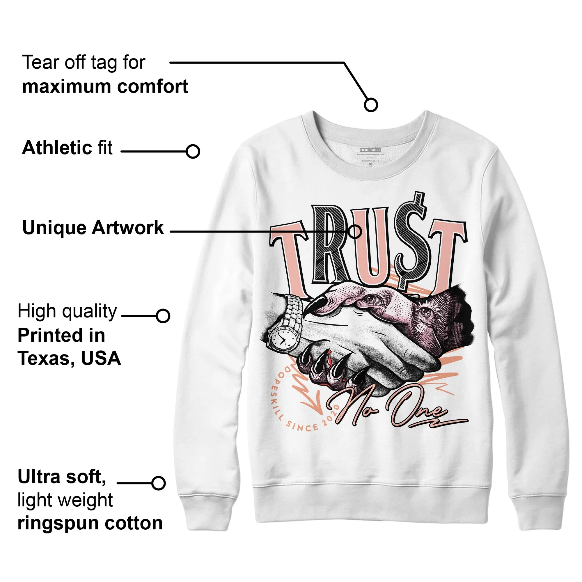 Legend Pink 11s DopeSkill Sweatshirt Trust No One Graphic sold by DopeSkill product image thumbnail 3