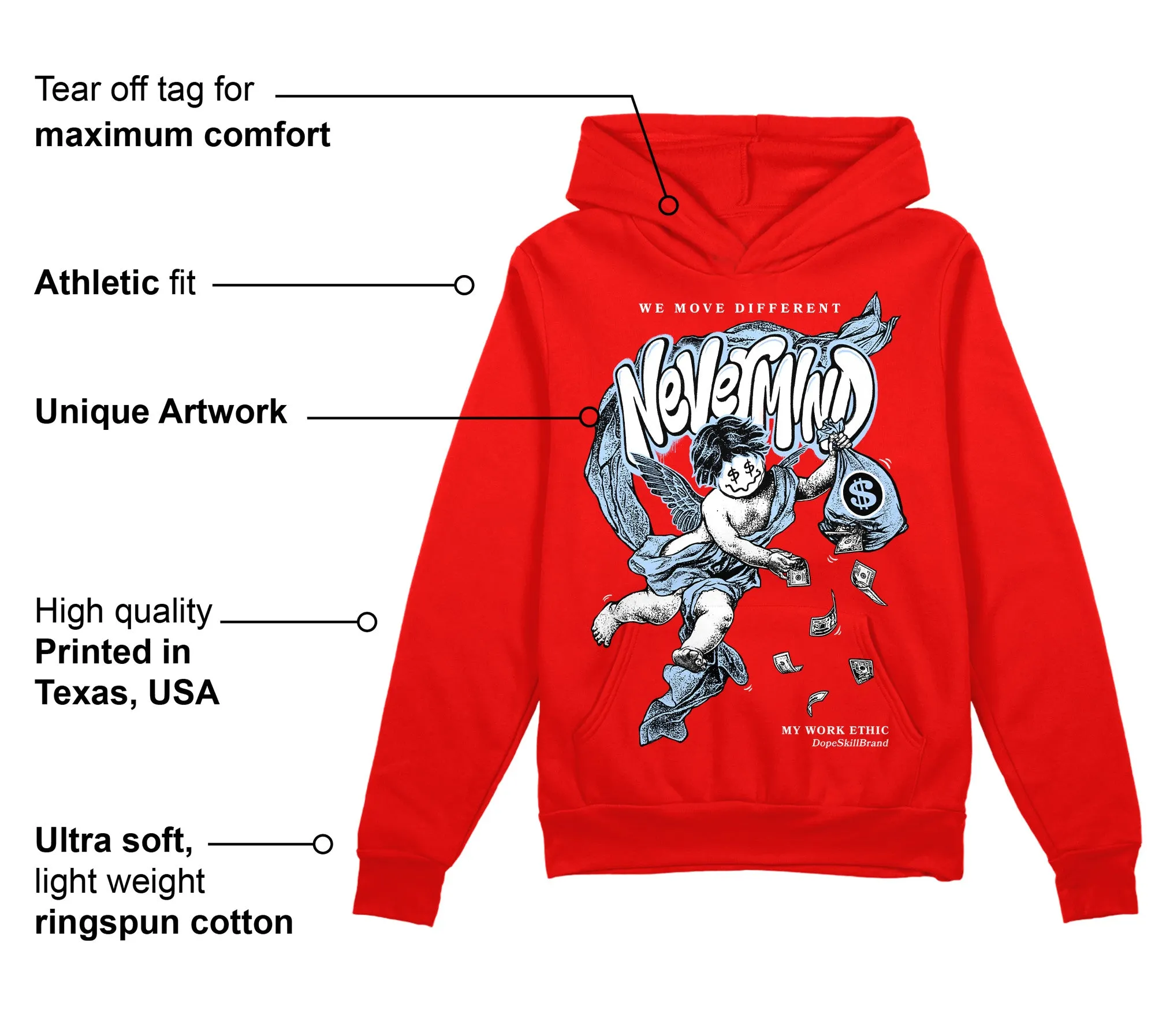 Cherry 11s DopeSkill Varsity Red Hoodie Sweatshirt Nevermind Graphic sold by DopeSkill product image thumbnail 2