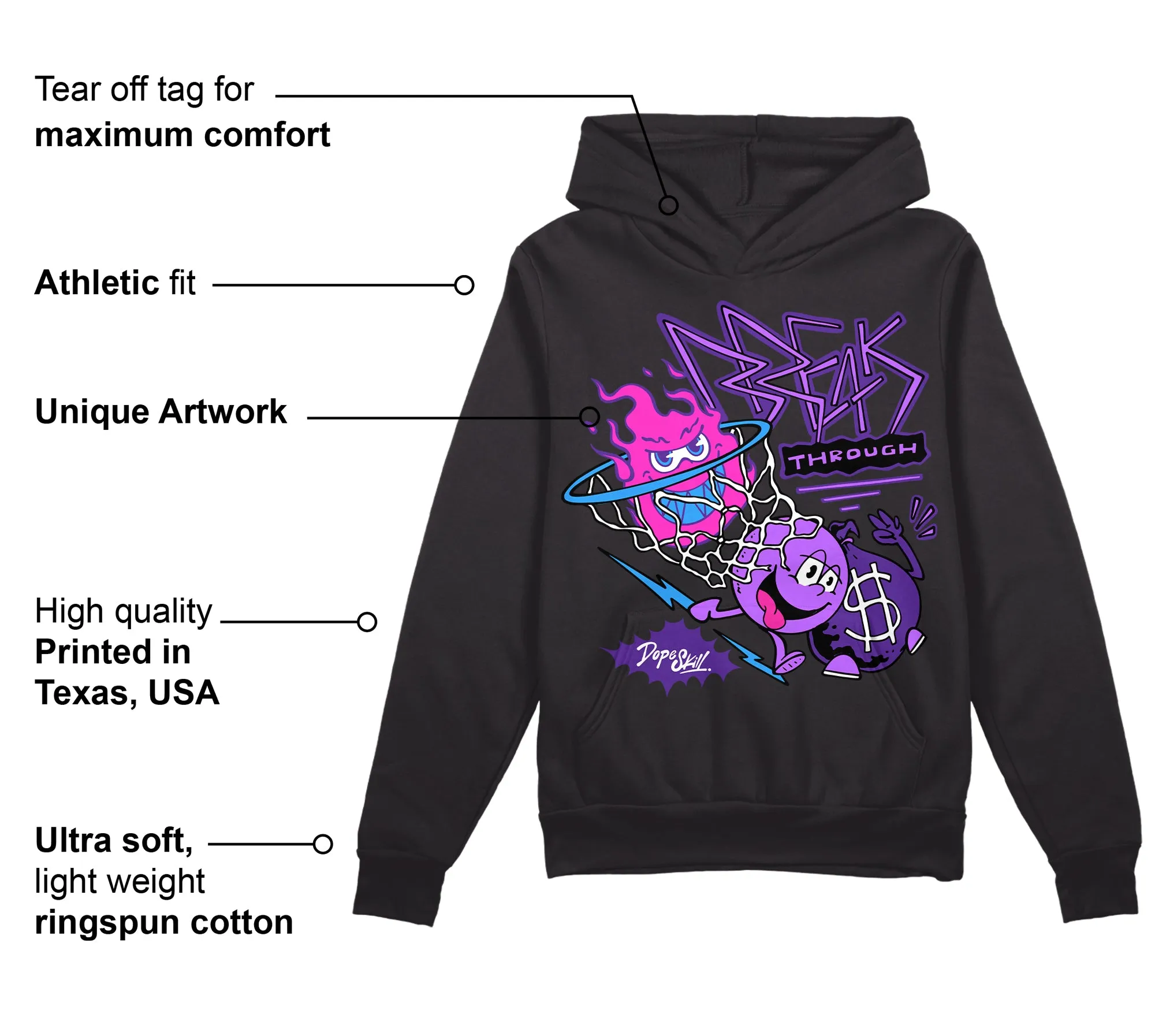 PURPLE Collection DopeSkill Hoodie Sweatshirt Break Through Graphic sold by DopeSkill product image thumbnail 3