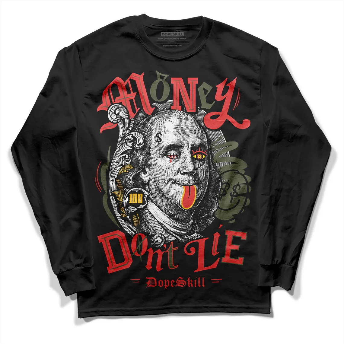 Dunk Mystic Red Cargo Khaki DopeSkill Long Sleeve T-Shirt Money Don't Lie Graphic sold by DopeSkill product image thumbnail 2