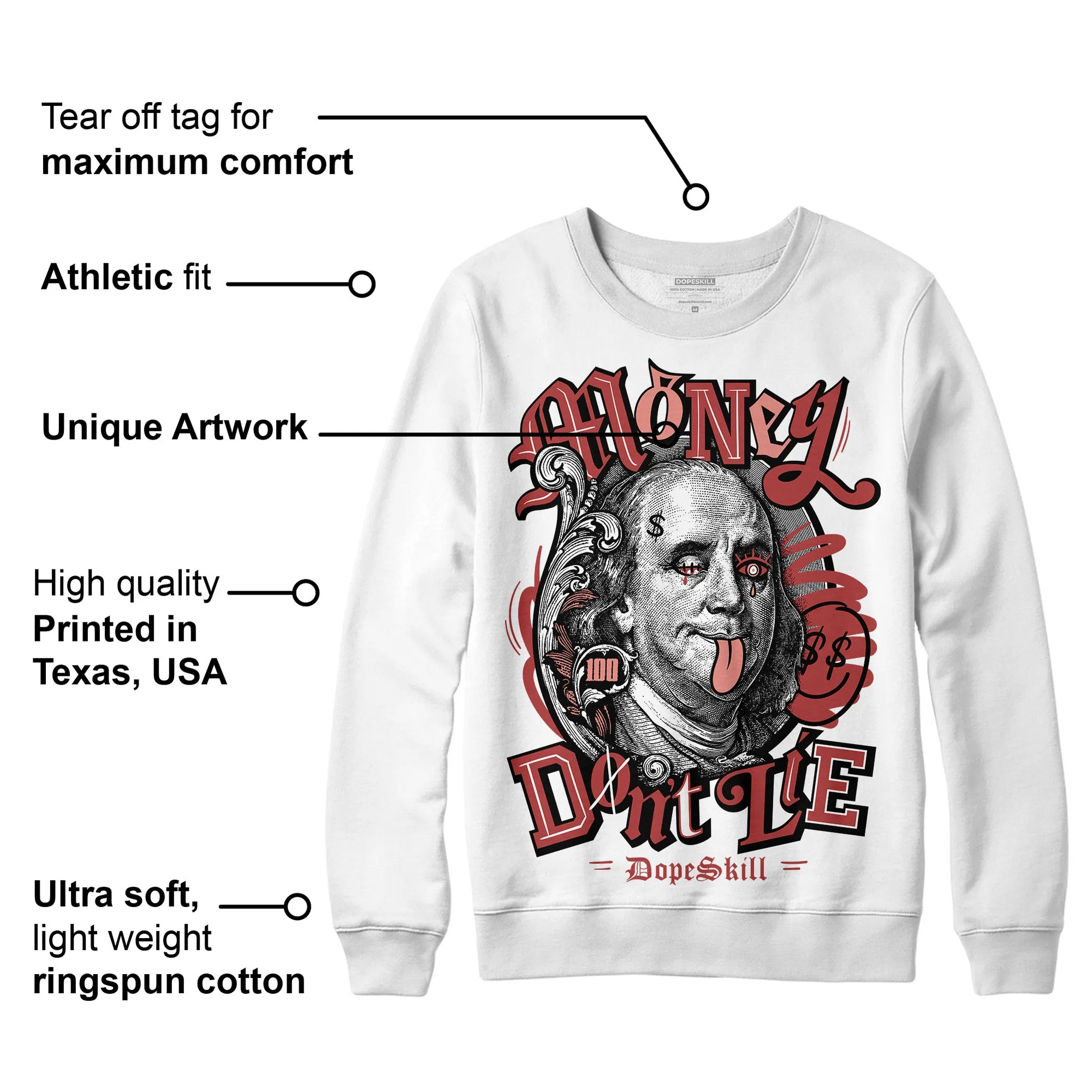 Dune Red 13s DopeSkill Sweatshirt Money Don't Lie Graphic sold by DopeSkill product image thumbnail 3