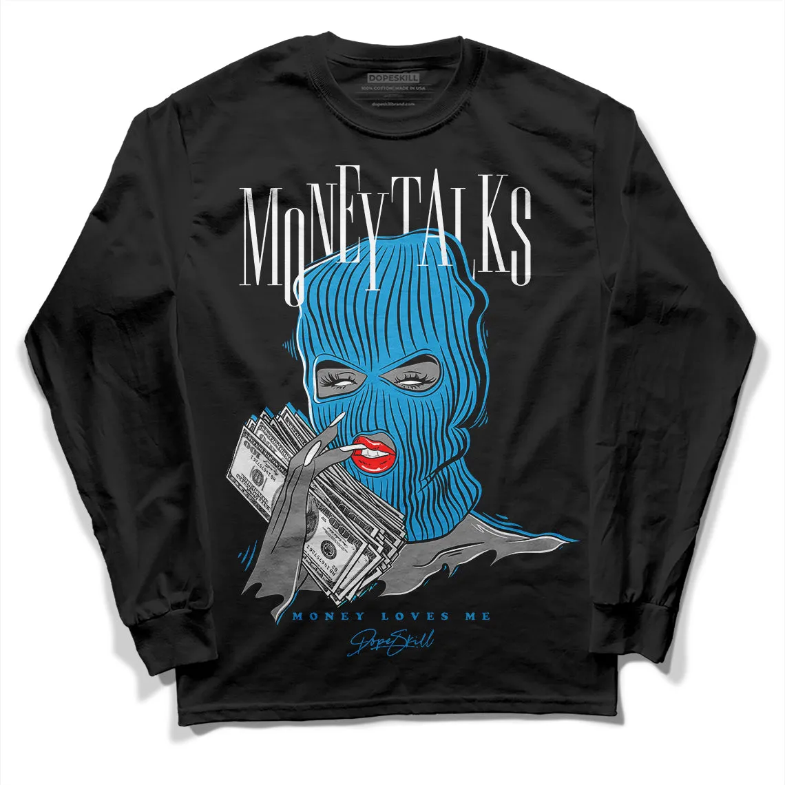 Military Blue 4s DopeSkill Long Sleeve T-Shirt Money Talks Graphic sold by DopeSkill product image thumbnail 2