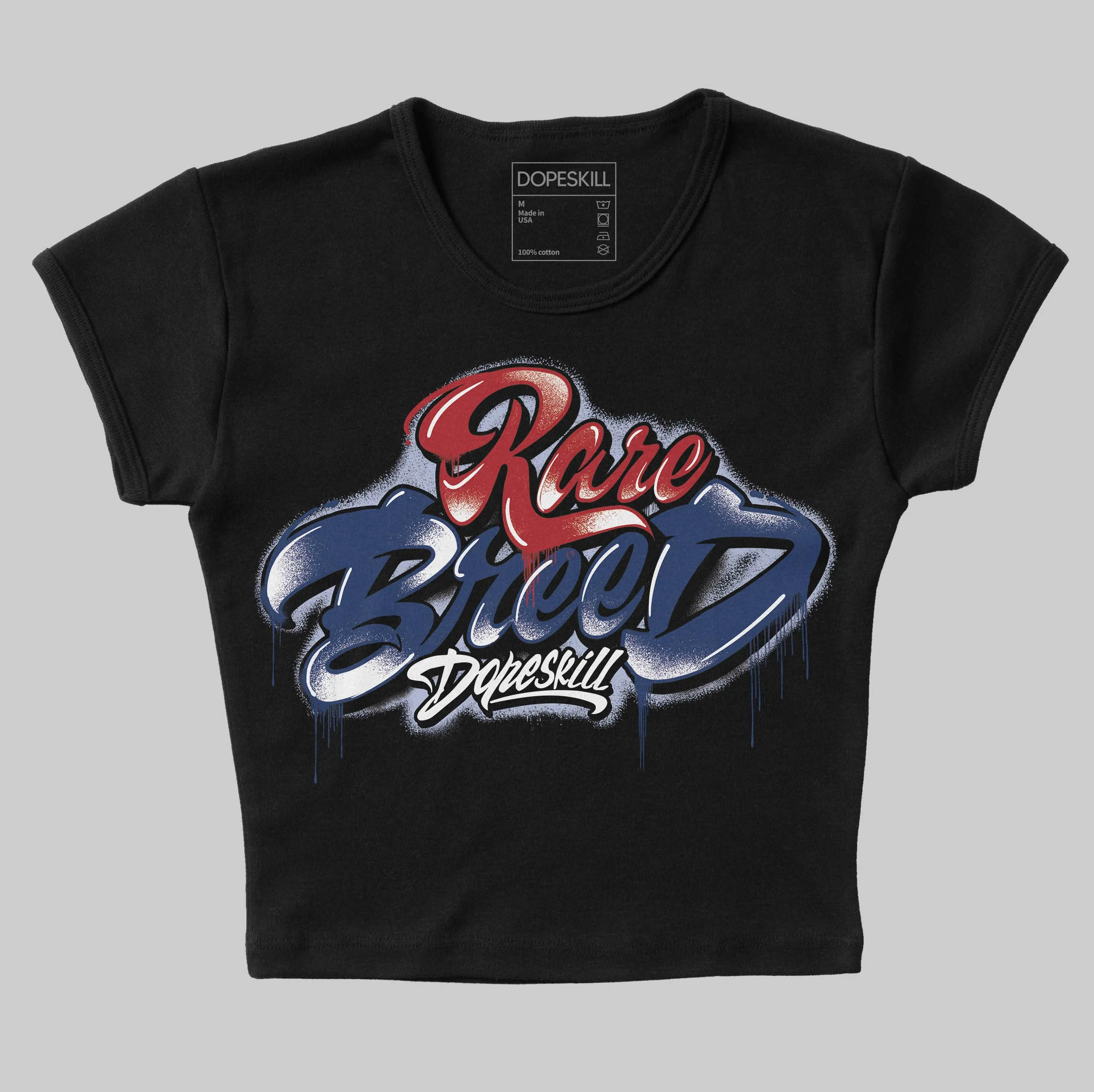 White and Midnight Navy 6s DopeSkill Women's Crop Top Rare Breed Type Graphic sold by DopeSkill product image thumbnail 2