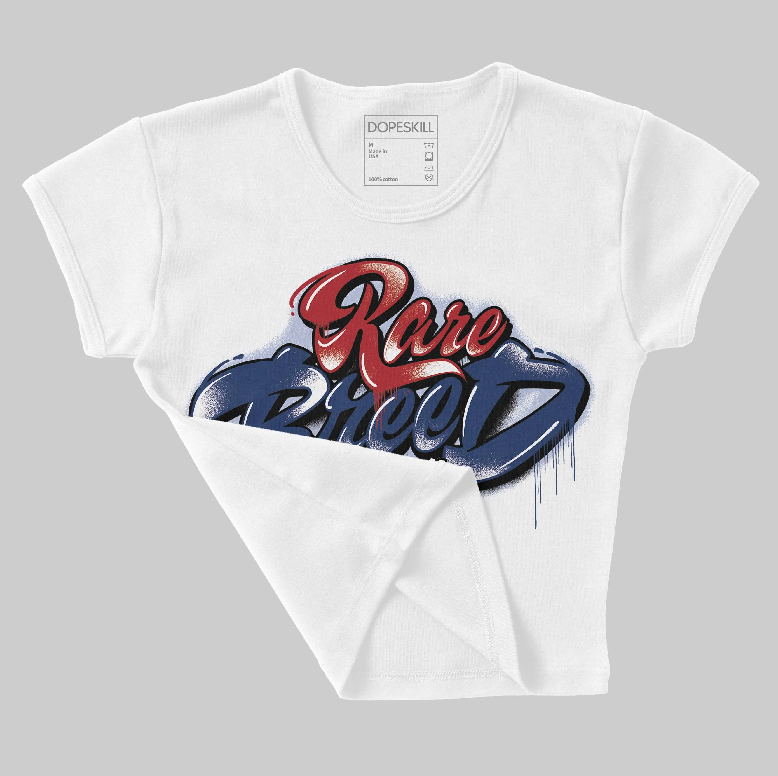 White and Midnight Navy 6s DopeSkill Women's Crop Top Rare Breed Type Graphic sold by DopeSkill product image thumbnail 3