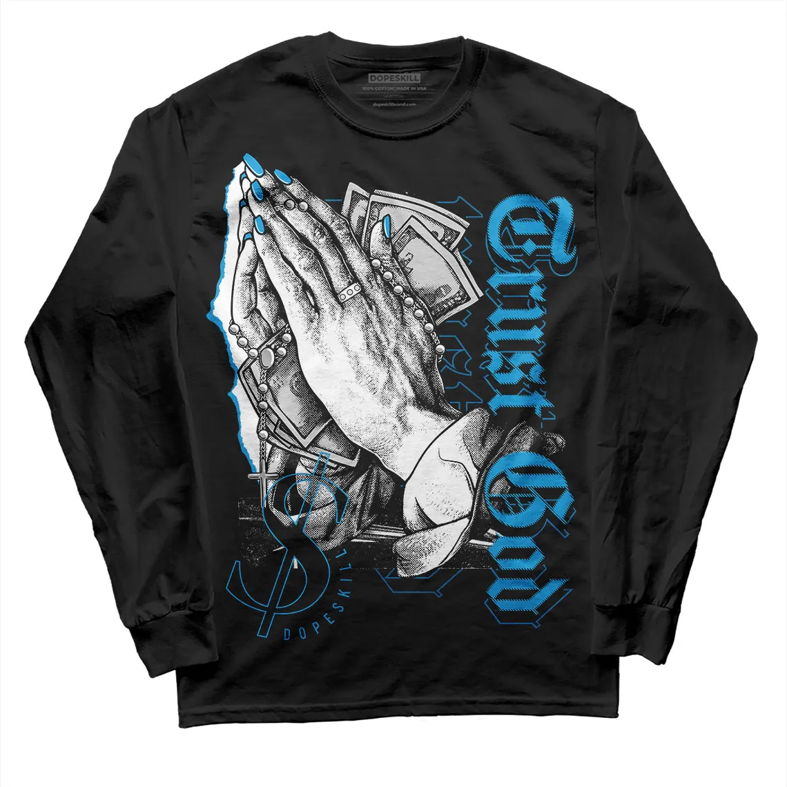 Military Blue 4s DopeSkill Long Sleeve T-Shirt Trust God Graphic sold by DopeSkill product image thumbnail 2