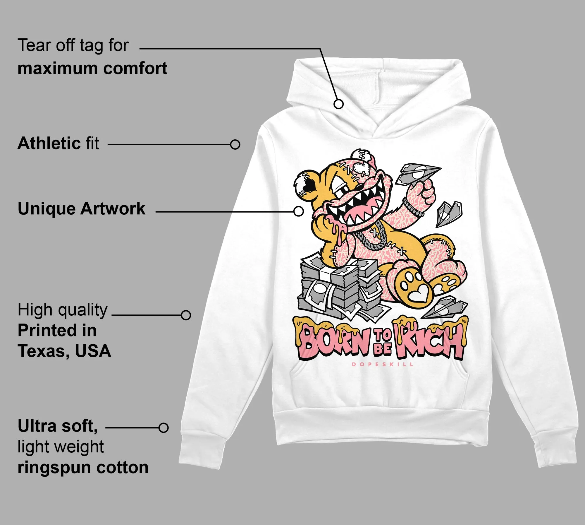 Red Stardust 3s DopeSkill Hoodie Sweatshirt Born To Be Rich Graphic sold by DopeSkill product image thumbnail 3