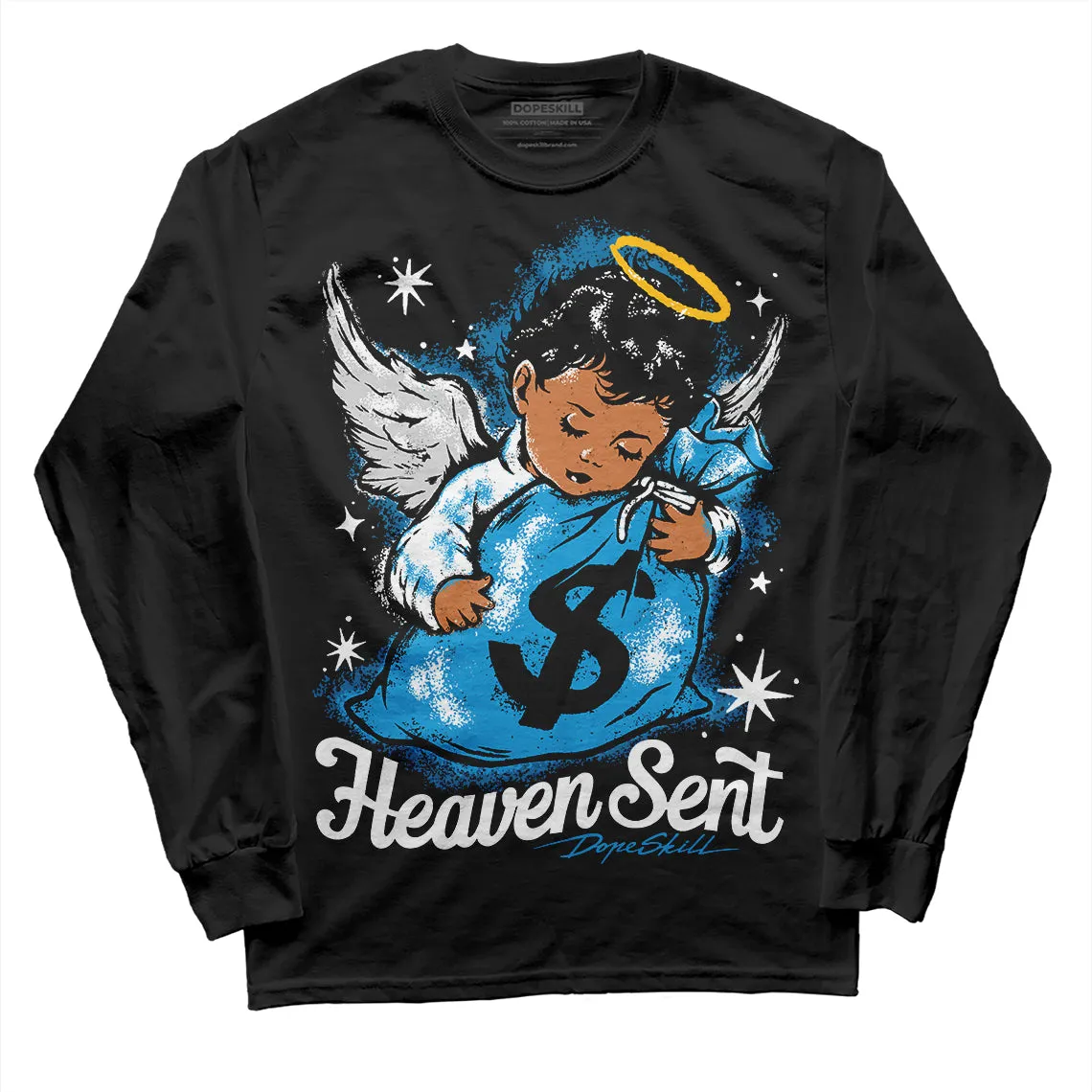 Military Blue 4s DopeSkill Long Sleeve T-Shirt Heaven Sent Graphic sold by DopeSkill product image thumbnail 2