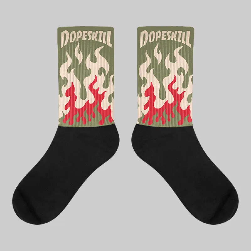 Medium Olive 1s DopeSkill Sublimated Socks FIRE Graphic sold by DopeSkill