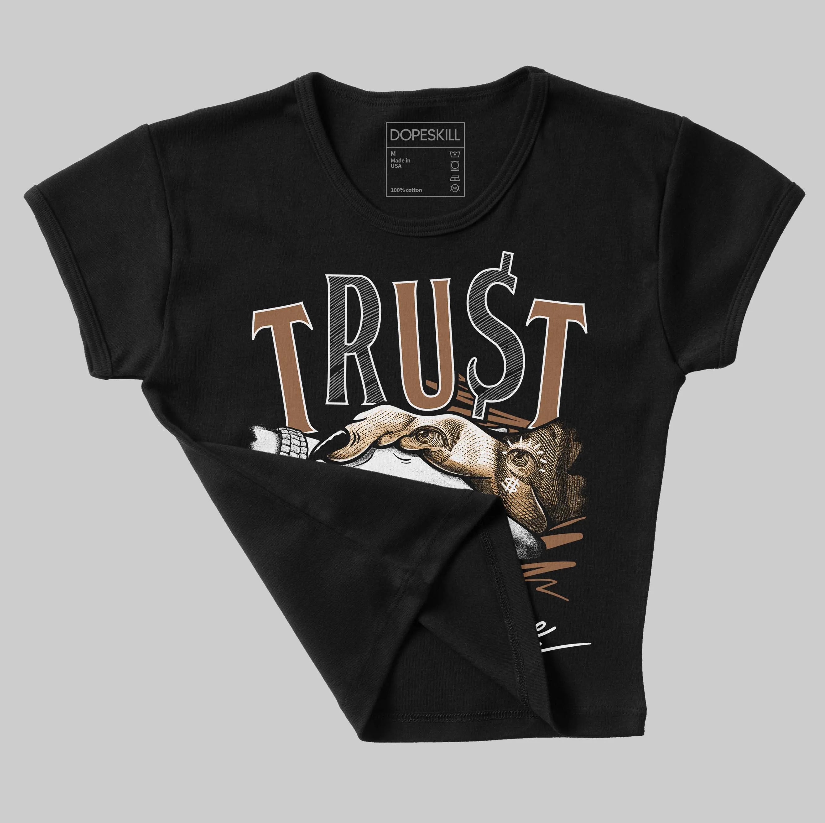 Metallic Gold 1s DopeSkill Women's Crop Top Trust No One Graphic sold by DopeSkill product image thumbnail 3