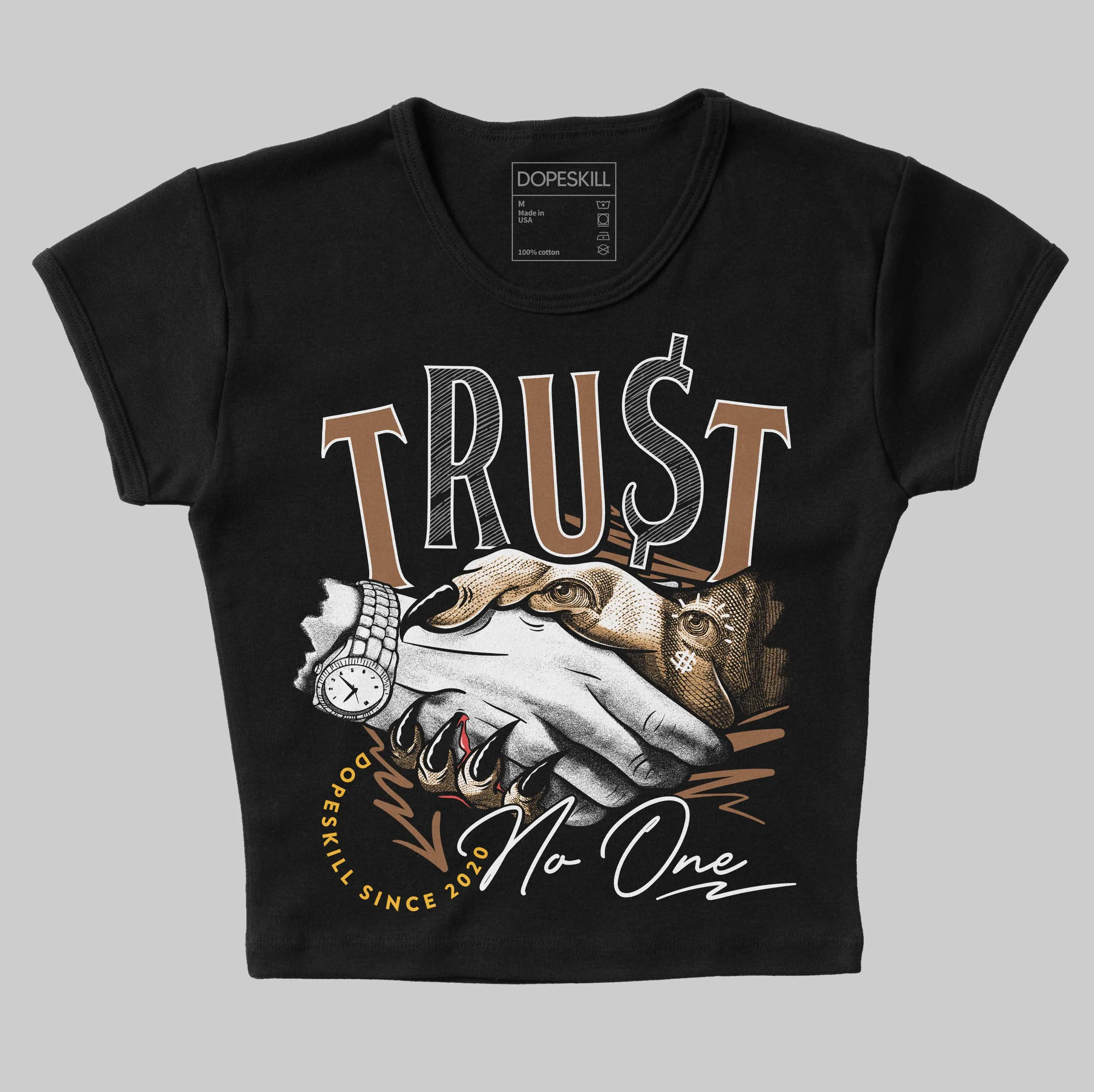 Metallic Gold 1s DopeSkill Women's Crop Top Trust No One Graphic sold by DopeSkill
