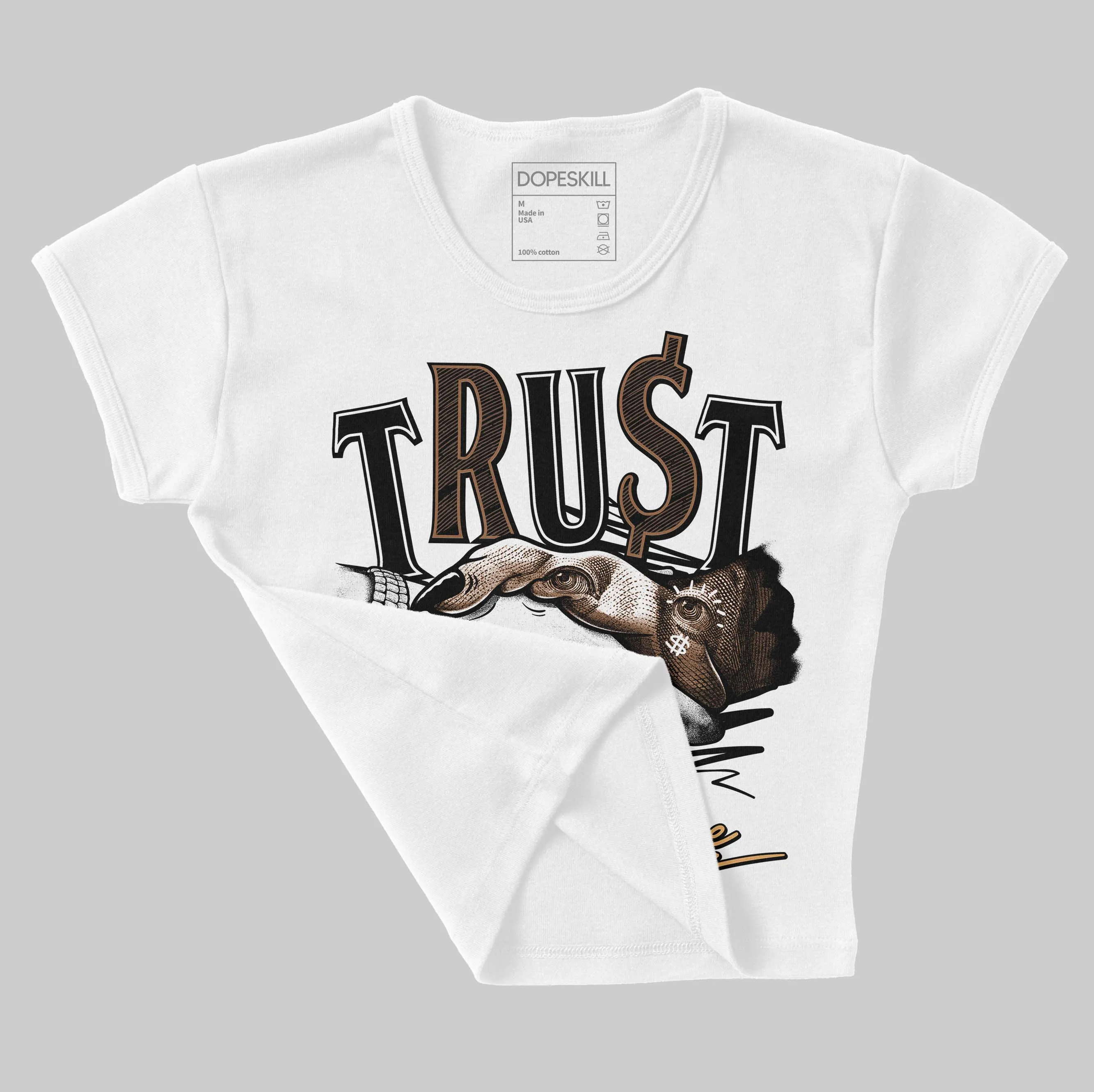 Metallic Gold 1s DopeSkill Women's Crop Top Trust No One Graphic sold by DopeSkill product image thumbnail 4