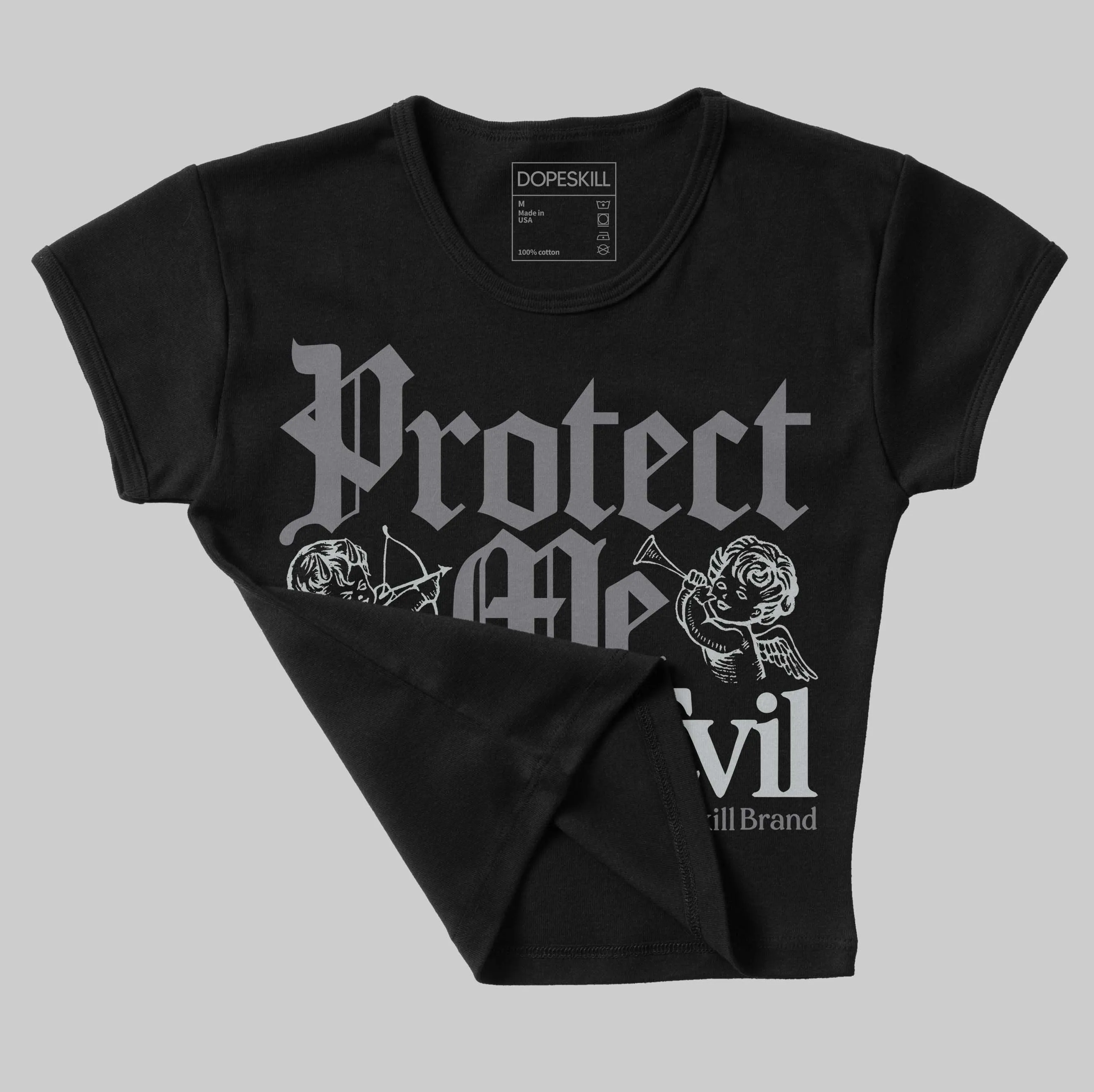 Wolf Grey 12s DopeSkill Women's Crop Top Protect Me From Evil Graphic sold by DopeSkill product image thumbnail 3