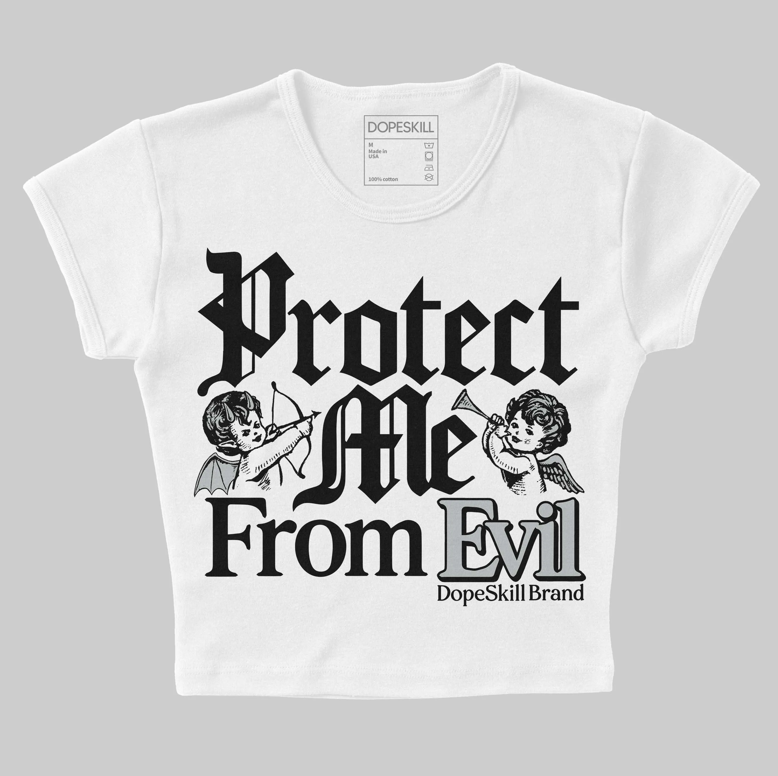 Wolf Grey 12s DopeSkill Women's Crop Top Protect Me From Evil Graphic sold by DopeSkill product image thumbnail 2