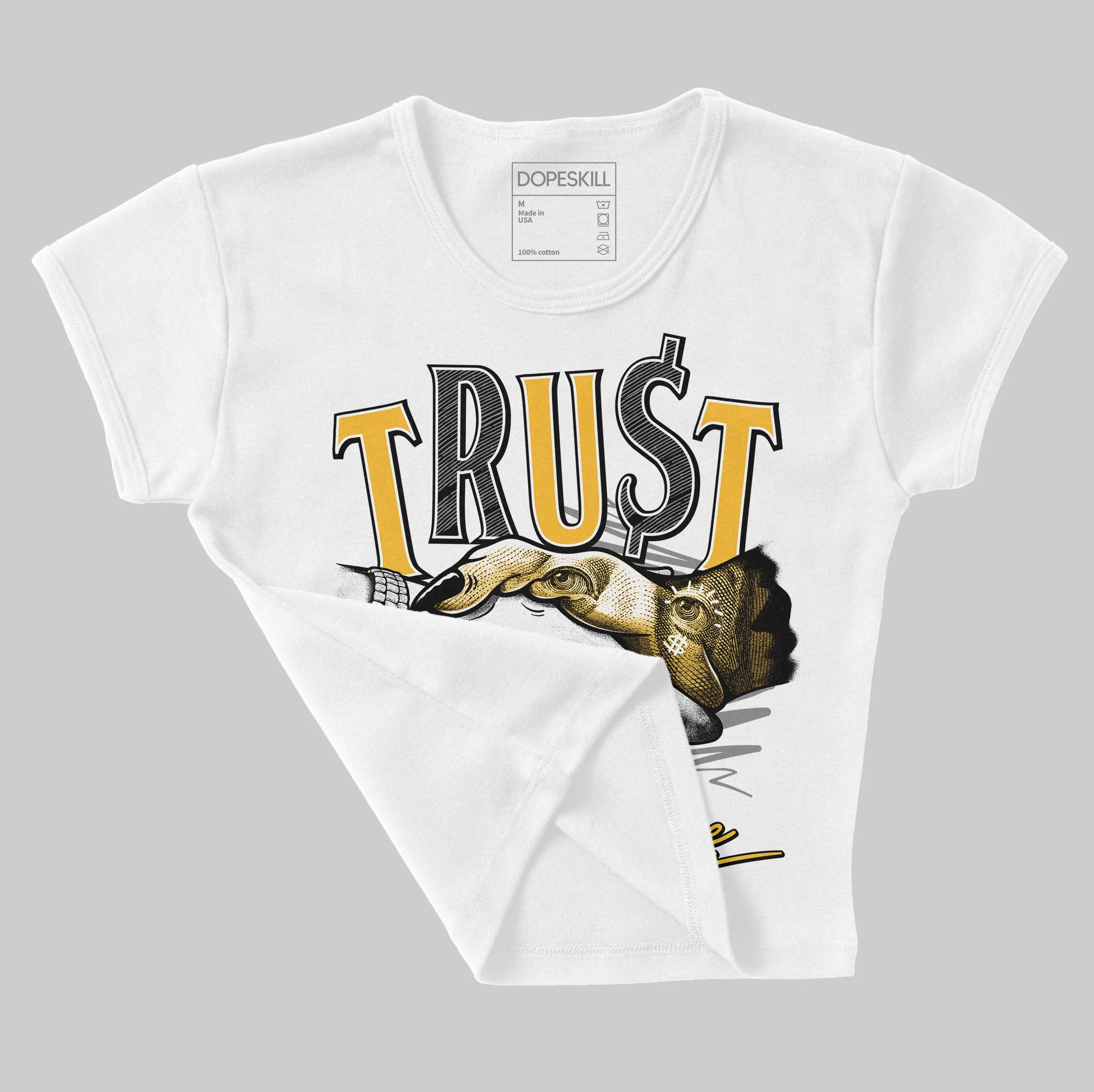 9060 Varsity Gold DopeSkill Women's Crop Top Trust No One Graphic sold by DopeSkill product image thumbnail 4