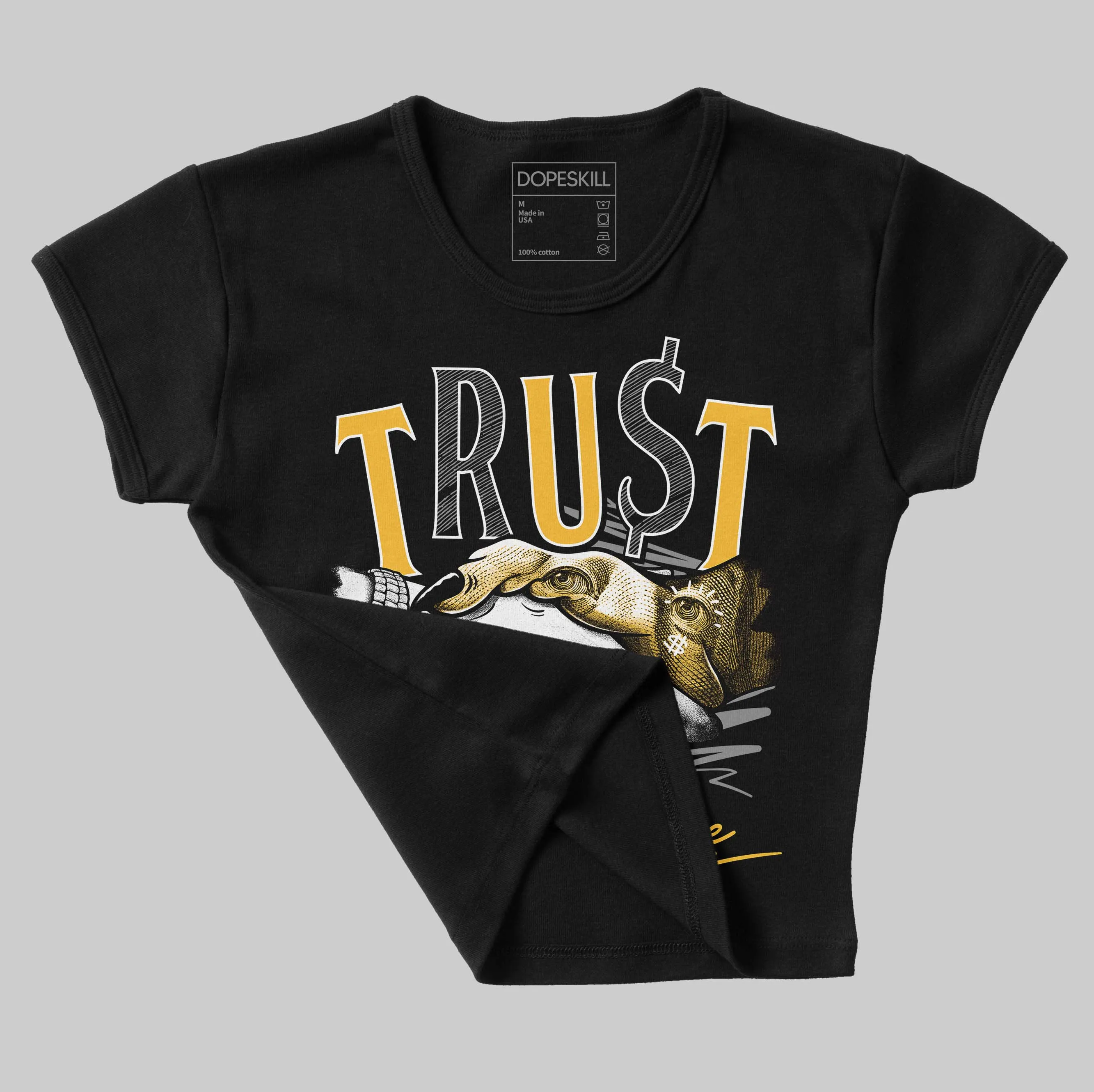 9060 Varsity Gold DopeSkill Women's Crop Top Trust No One Graphic sold by DopeSkill product image thumbnail 3