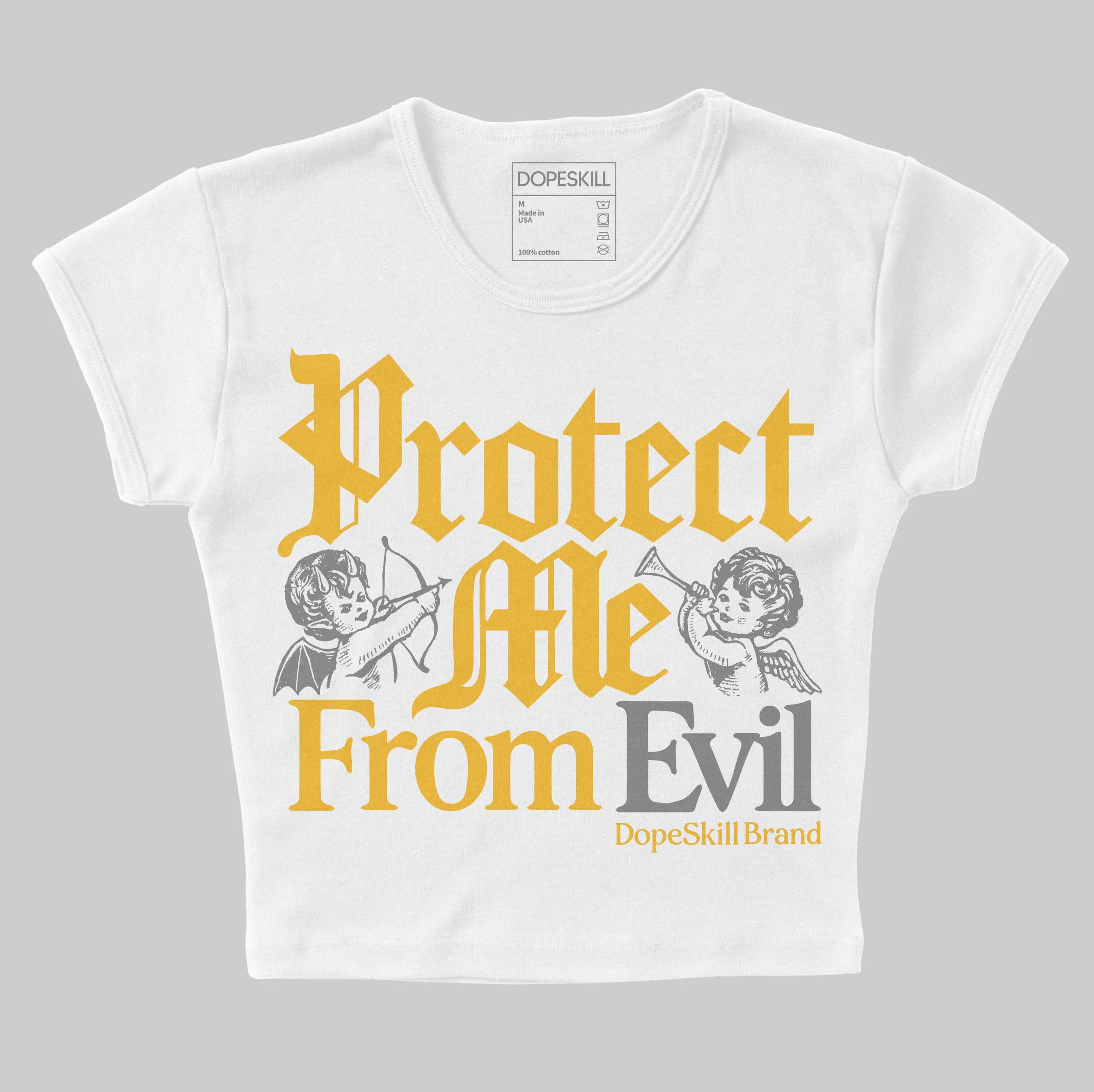 9060 Varsity Gold DopeSkill Women's Crop Top Protect Me From Evil Graphic sold by DopeSkill product image thumbnail 2