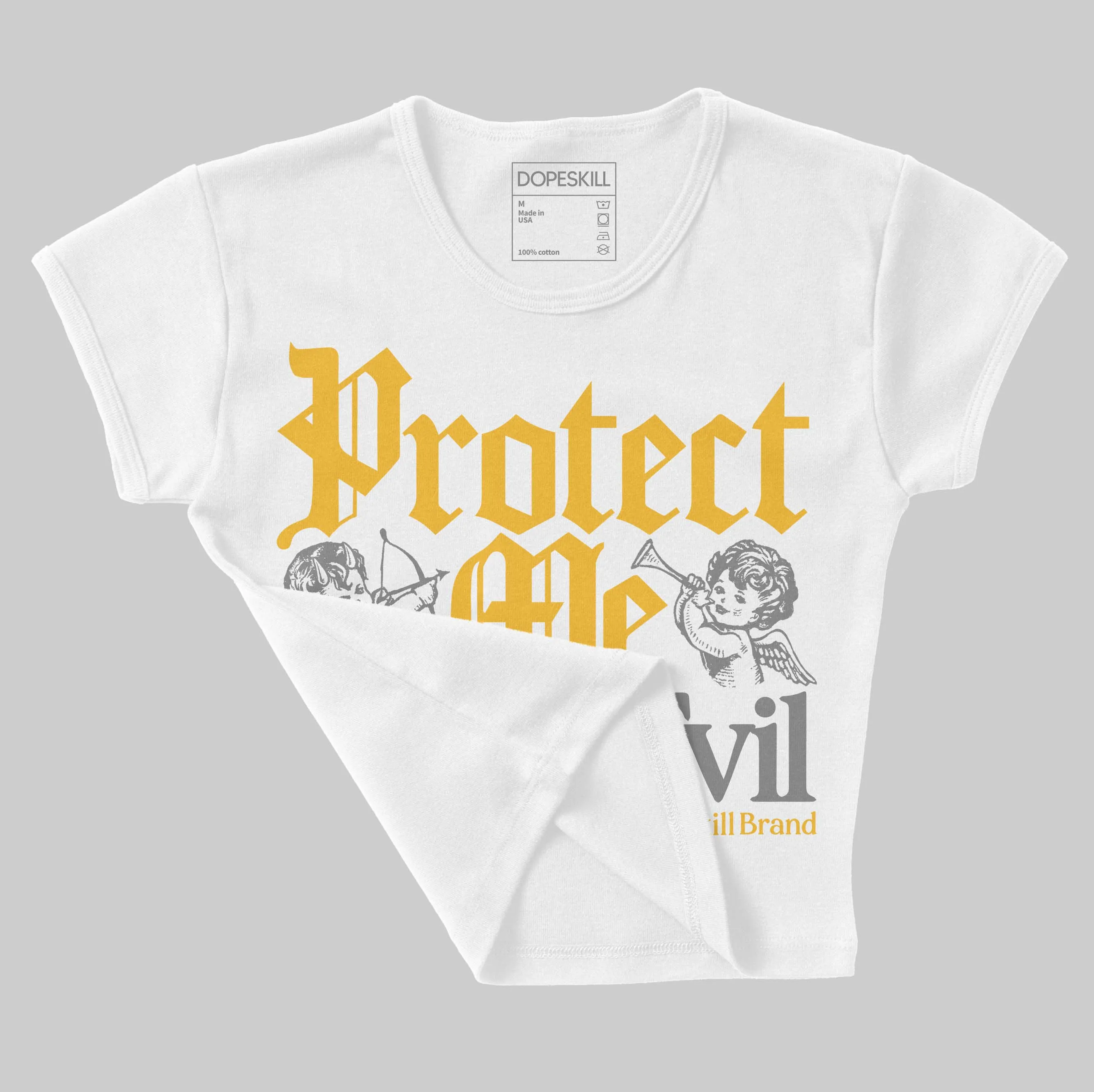 9060 Varsity Gold DopeSkill Women's Crop Top Protect Me From Evil Graphic sold by DopeSkill product image thumbnail 4