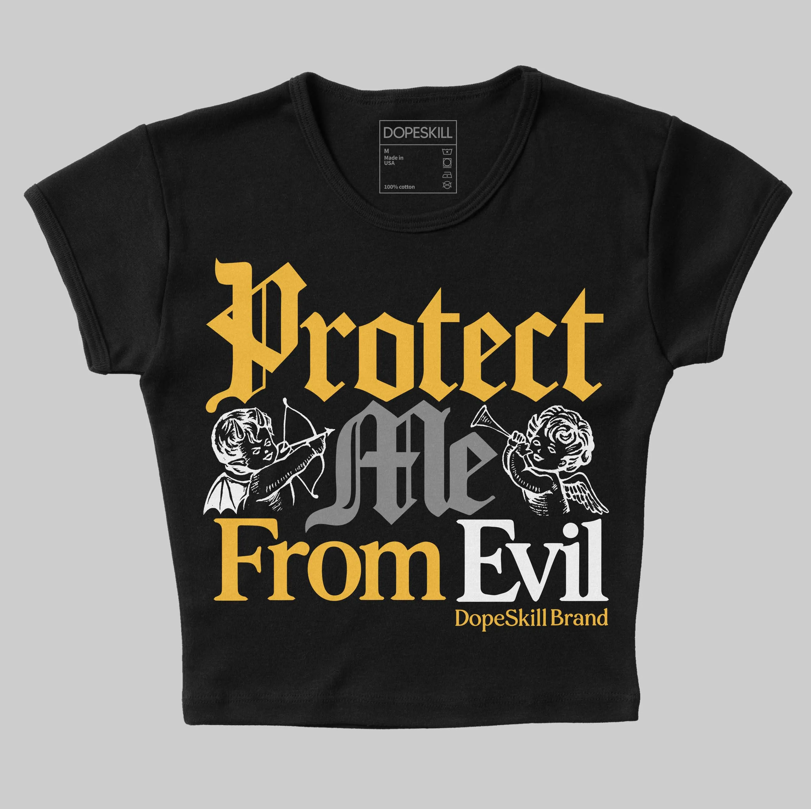 9060 Varsity Gold DopeSkill Women's Crop Top Protect Me From Evil Graphic sold by DopeSkill