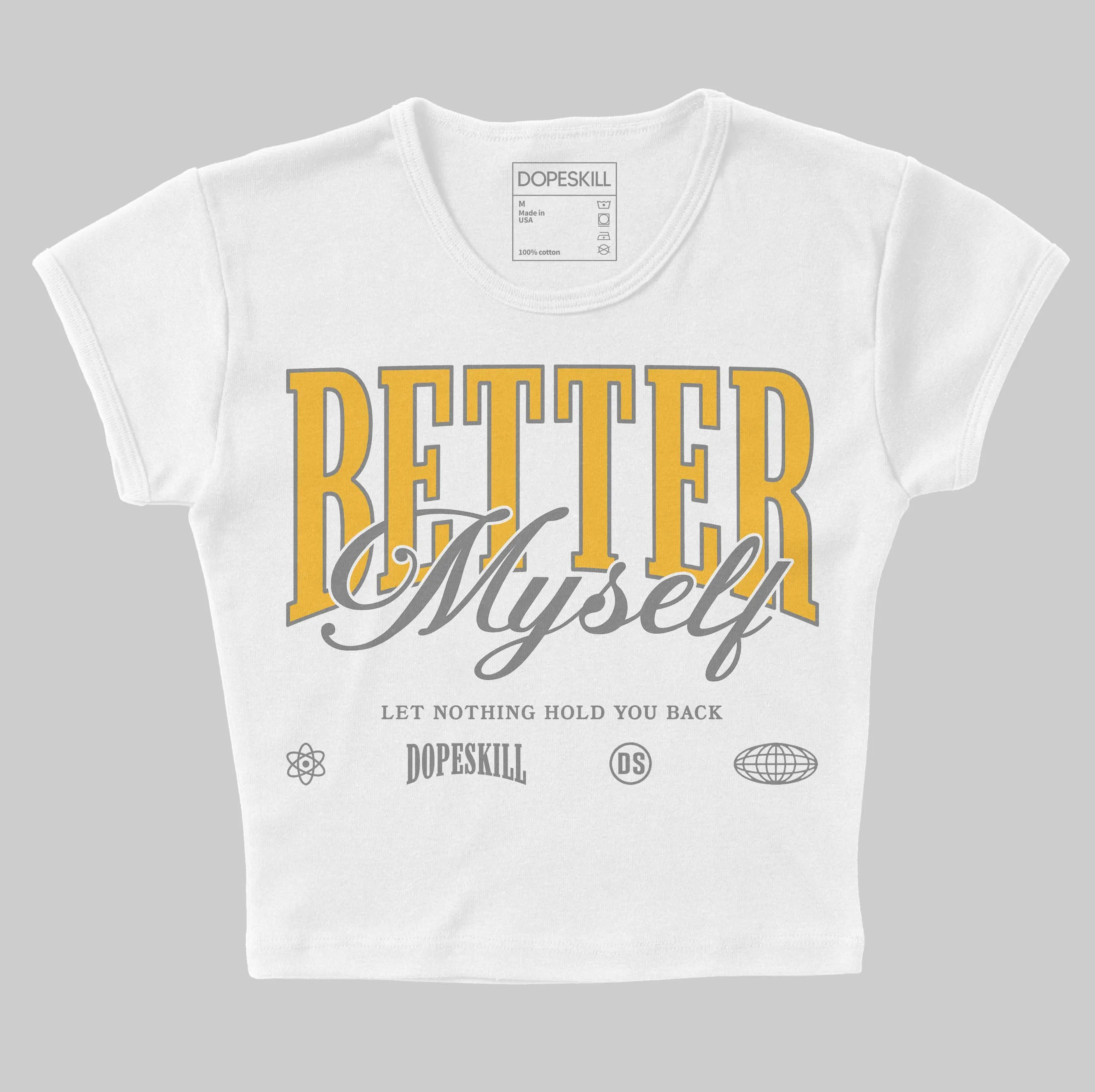 9060 Varsity Gold DopeSkill Women's Crop Top Better Myself Graphic sold by DopeSkill product image thumbnail 2