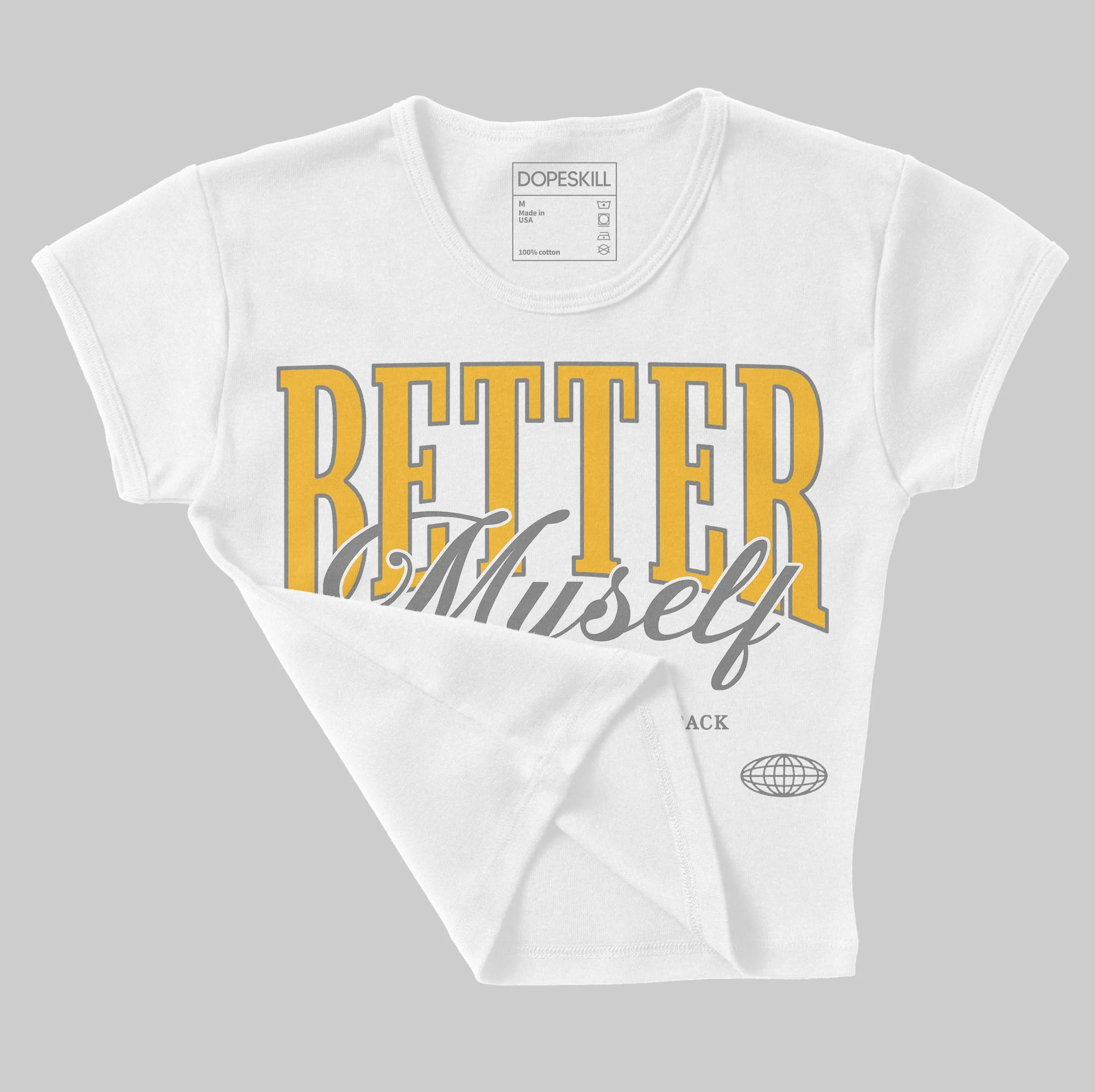 9060 Varsity Gold DopeSkill Women's Crop Top Better Myself Graphic sold by DopeSkill product image thumbnail 4