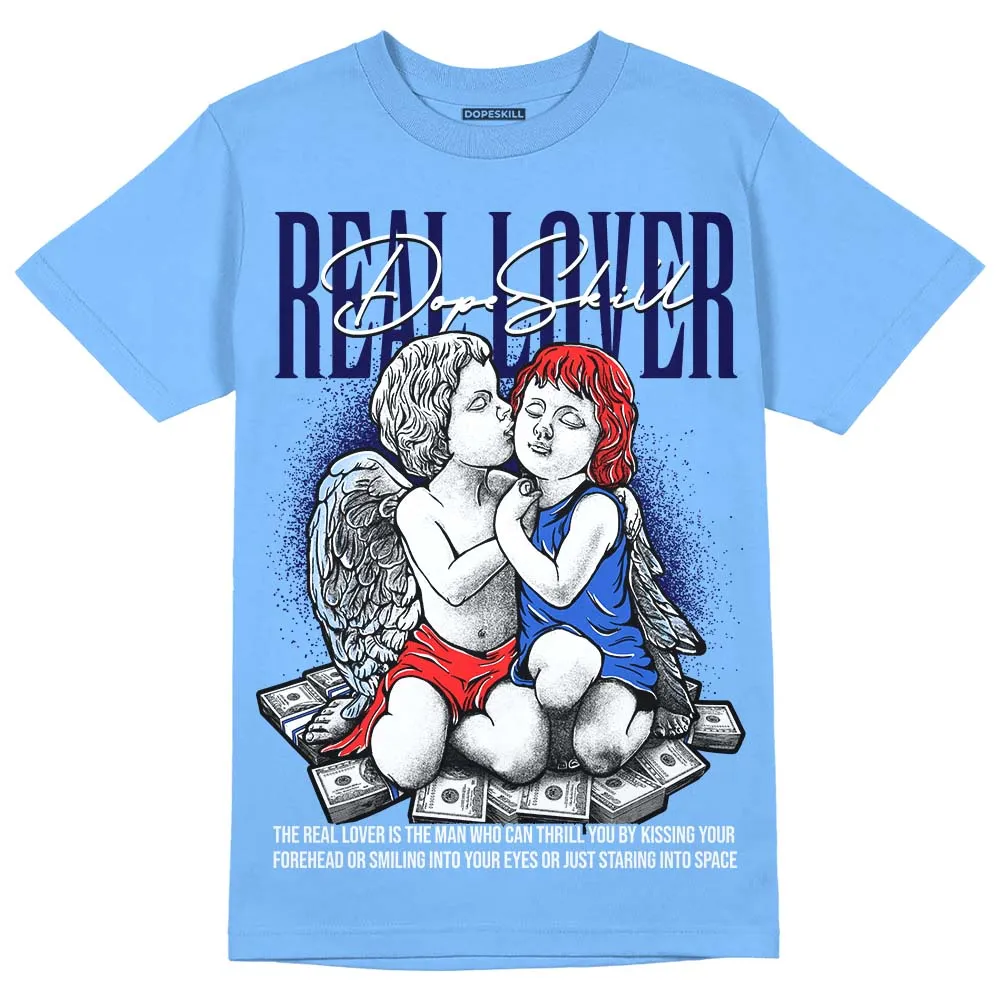 Dunk White Polar Blue DopeSkill University Blue T-shirt Real Lover Graphic sold by DopeSkill