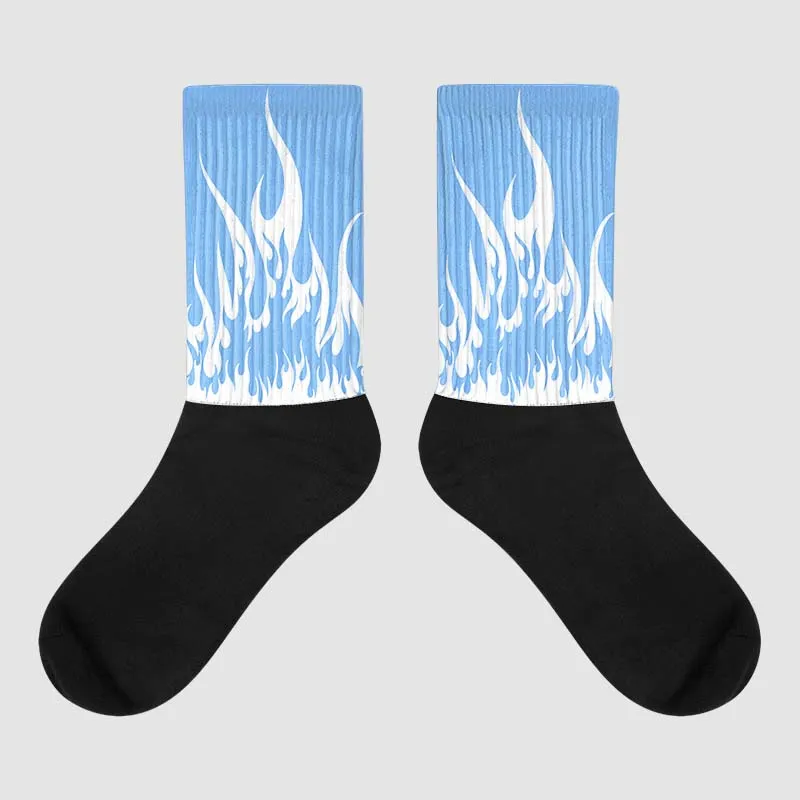 Powder Blue 9s DopeSkill Sublimated Socks FIRE Graphic sold by DopeSkill