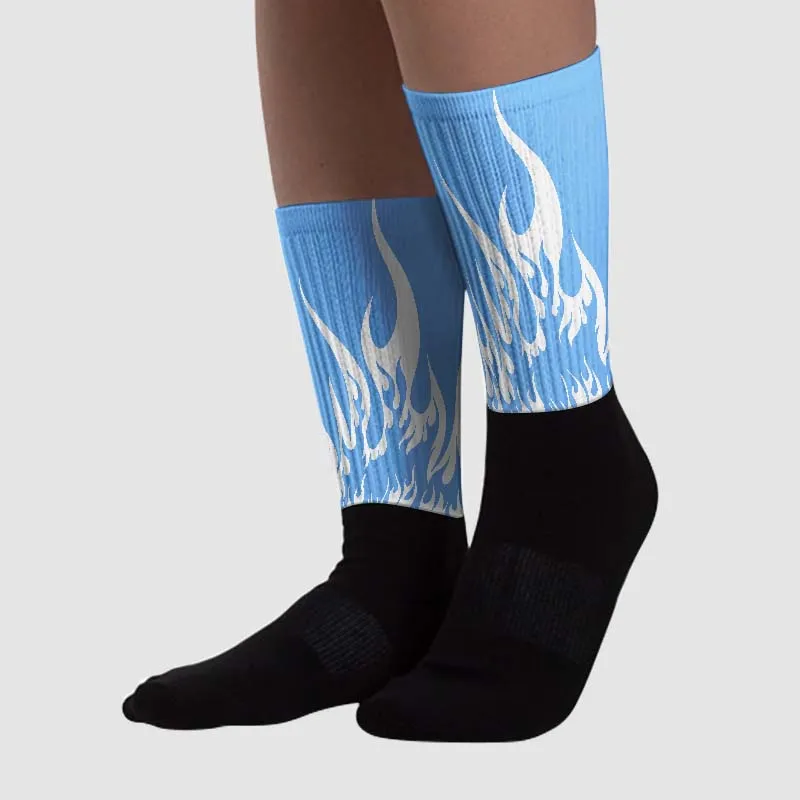Powder Blue 9s DopeSkill Sublimated Socks FIRE Graphic sold by DopeSkill product image thumbnail 2