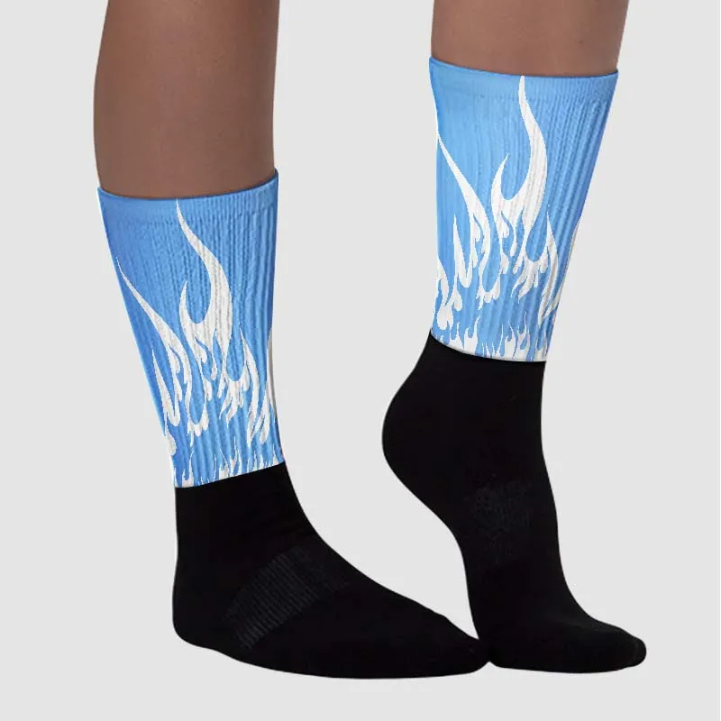 Powder Blue 9s DopeSkill Sublimated Socks FIRE Graphic sold by DopeSkill product image thumbnail 3