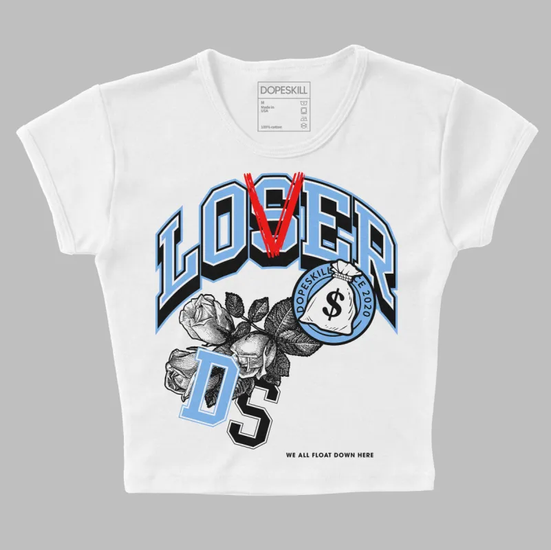 Powder Blue 9s DopeSkill Women's Crop Top Loser Lover Graphic sold by DopeSkill