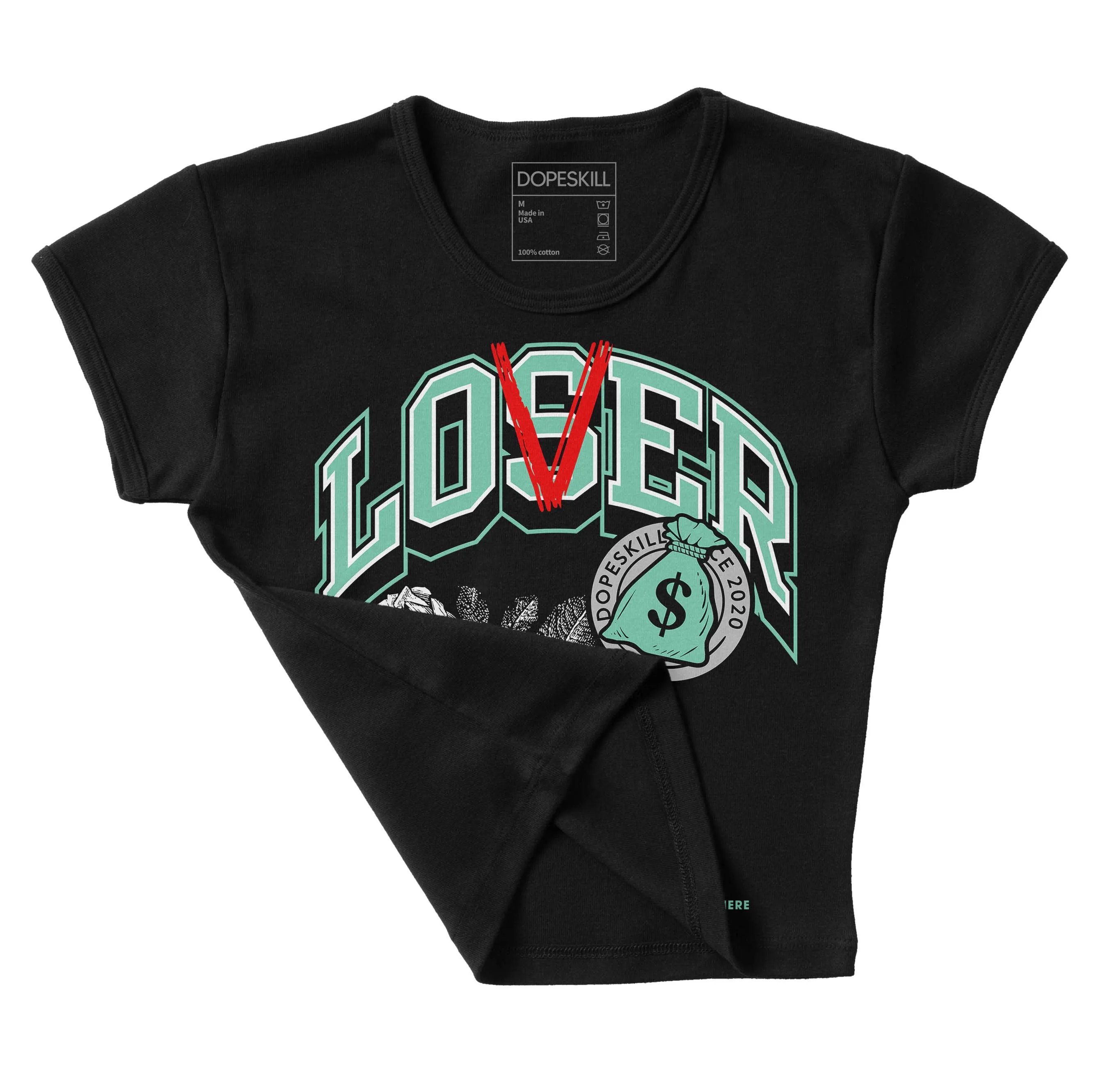 Green Glow 3s DopeSkill Women's Crop Top Loser Lover Graphic sold by DopeSkill product image thumbnail 3