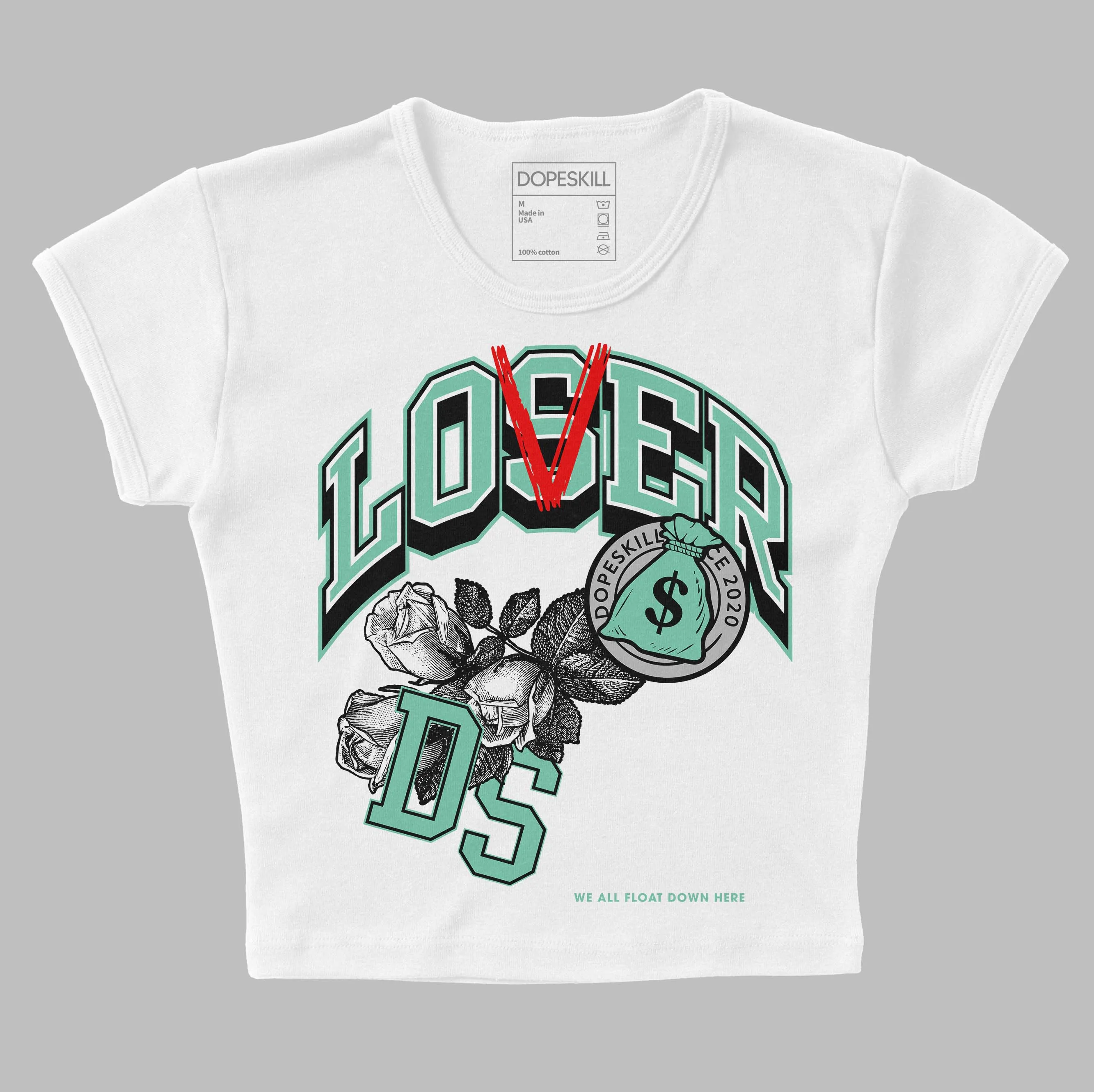 Green Glow 3s DopeSkill Women's Crop Top Loser Lover Graphic sold by DopeSkill product image thumbnail 2