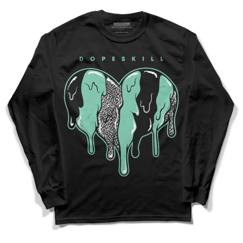 Green Glow 3s DopeSkill Long Sleeve T-Shirt Slime Drip Heart Graphic sold by DopeSkill