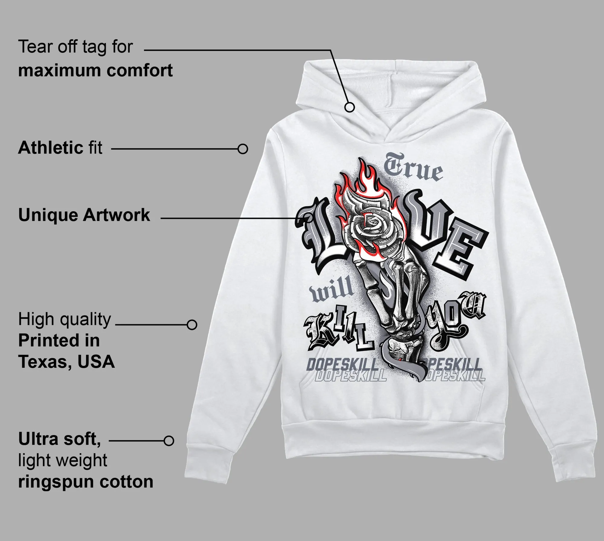 Stealth 14s DopeSkill Hoodie Sweatshirt True Love Will Kill You Graphic sold by DopeSkill product image thumbnail 3