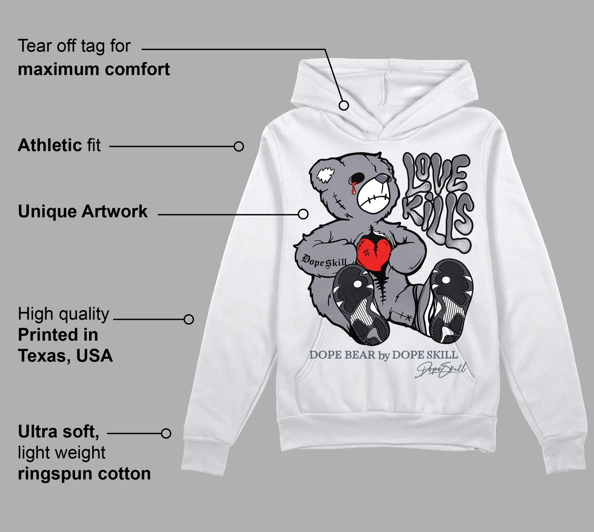 Stealth 14s DopeSkill Hoodie Sweatshirt Love Kills Graphic sold by DopeSkill product image thumbnail 3