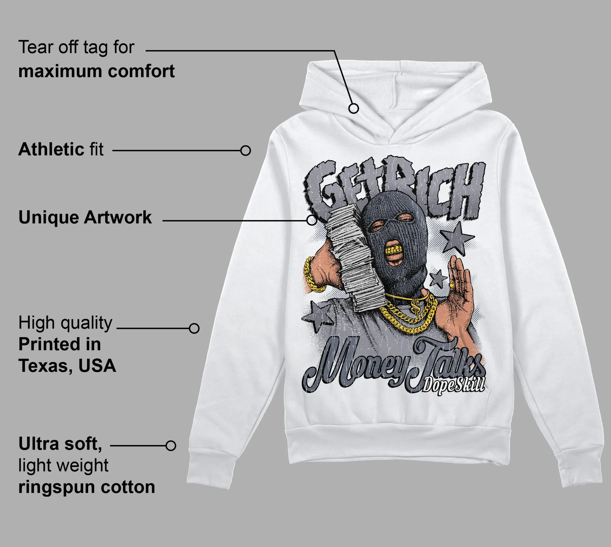 Stealth 14s DopeSkill Hoodie Sweatshirt Get Rich Graphic sold by DopeSkill product image thumbnail 3