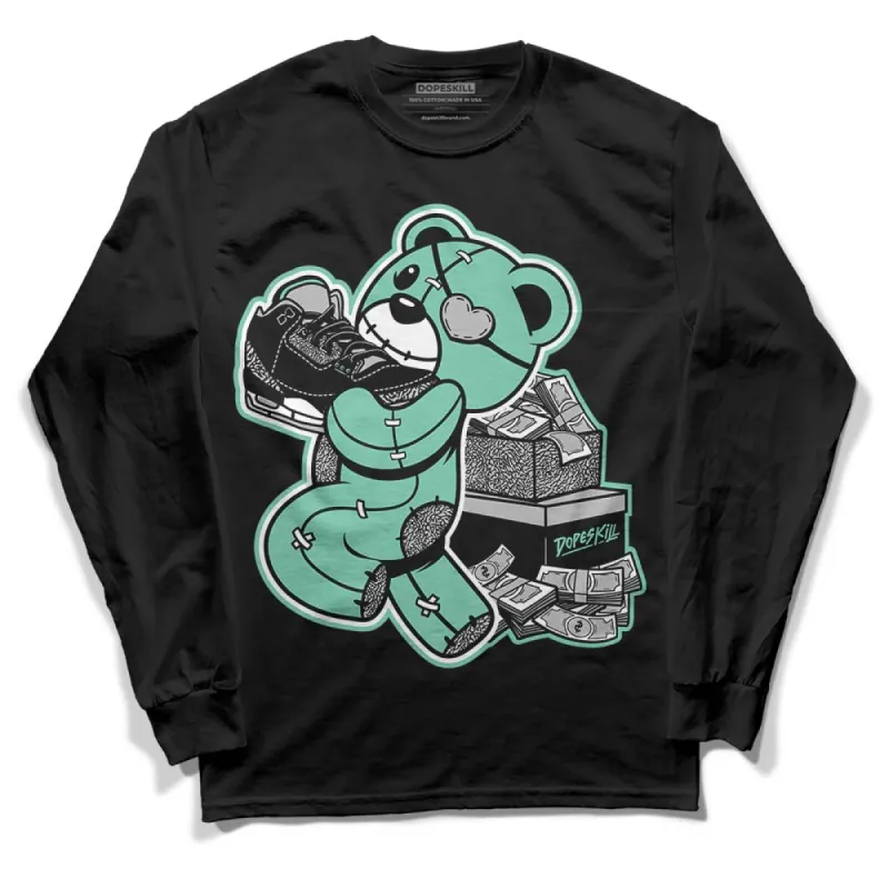 Green Glow 3s DopeSkill Long Sleeve T-Shirt Bear Steals Sneaker Graphic sold by DopeSkill