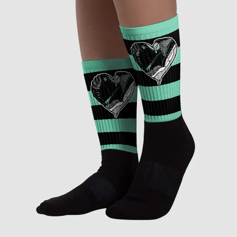 Green Glow 3s DopeSkill Sublimated Socks Horizontal Stripes Graphic sold by DopeSkill product image thumbnail 2