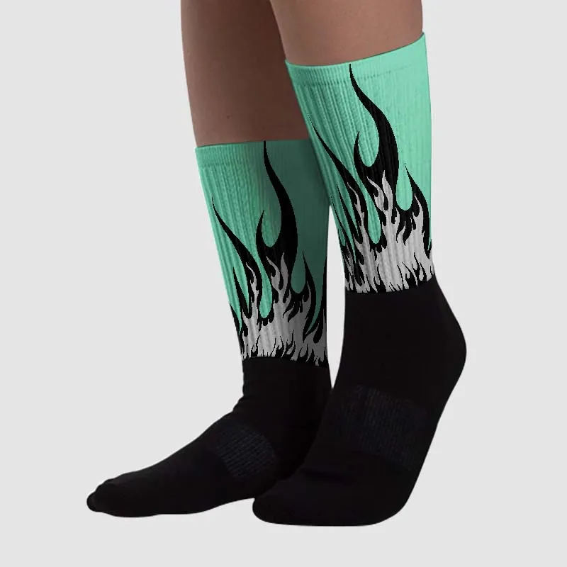 Green Glow 3s DopeSkill Sublimated Socks FIRE Graphic sold by DopeSkill product image thumbnail 2