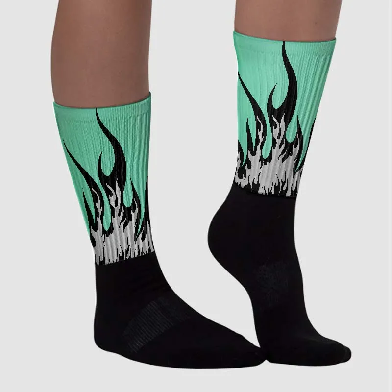Green Glow 3s DopeSkill Sublimated Socks FIRE Graphic sold by DopeSkill product image thumbnail 3