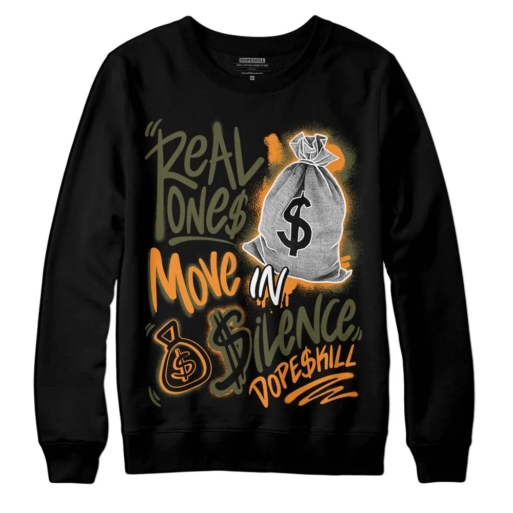 Olive 5s DopeSkill Sweatshirt Real Ones Move In Silence Graphic sold by DopeSkill product image thumbnail 2