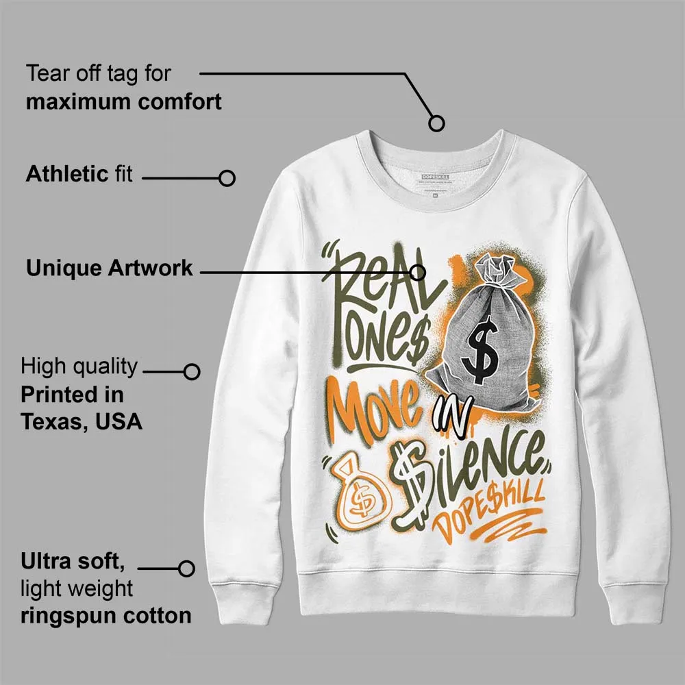 Olive 5s DopeSkill Sweatshirt Real Ones Move In Silence Graphic sold by DopeSkill product image thumbnail 3