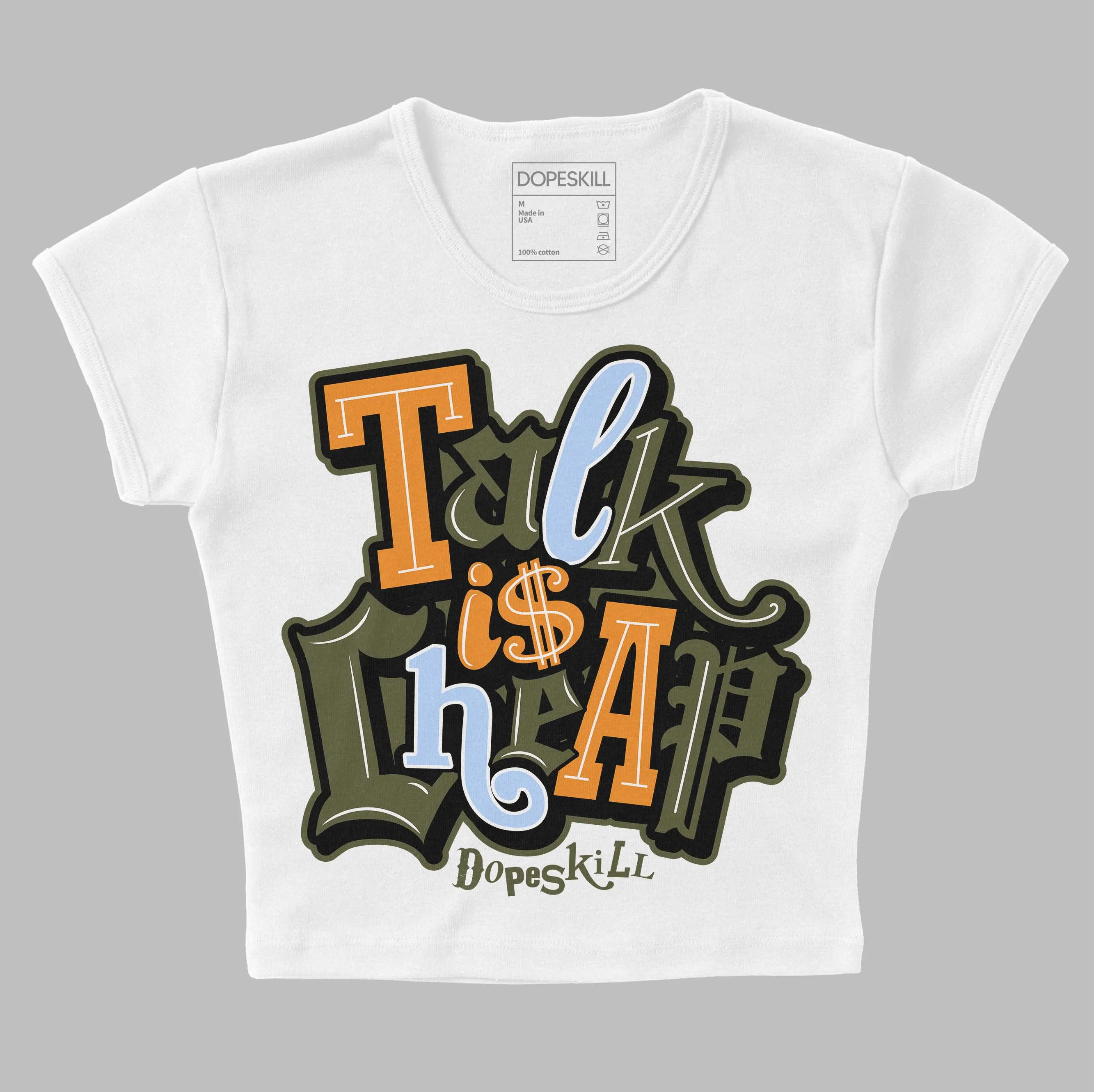 Olive 5s DopeSkill Women's Crop Top Talk Is Chip Graphic sold by DopeSkill