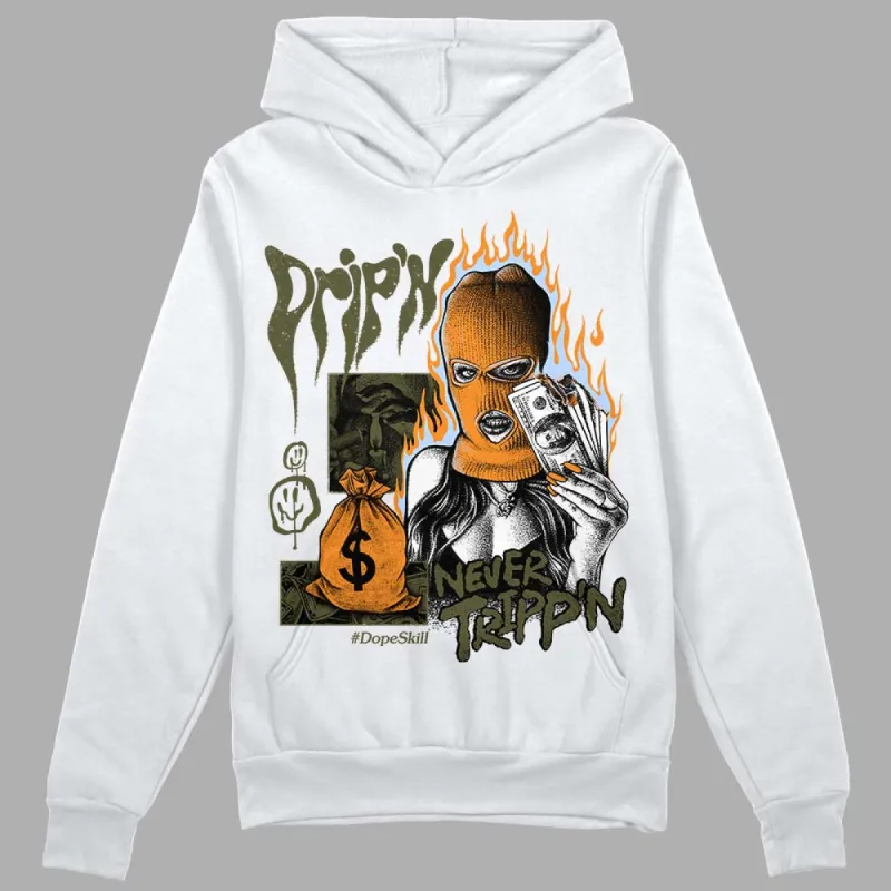 Olive 5s DopeSkill Hoodie Sweatshirt Drip'n Never Tripp'n Graphic sold by DopeSkill