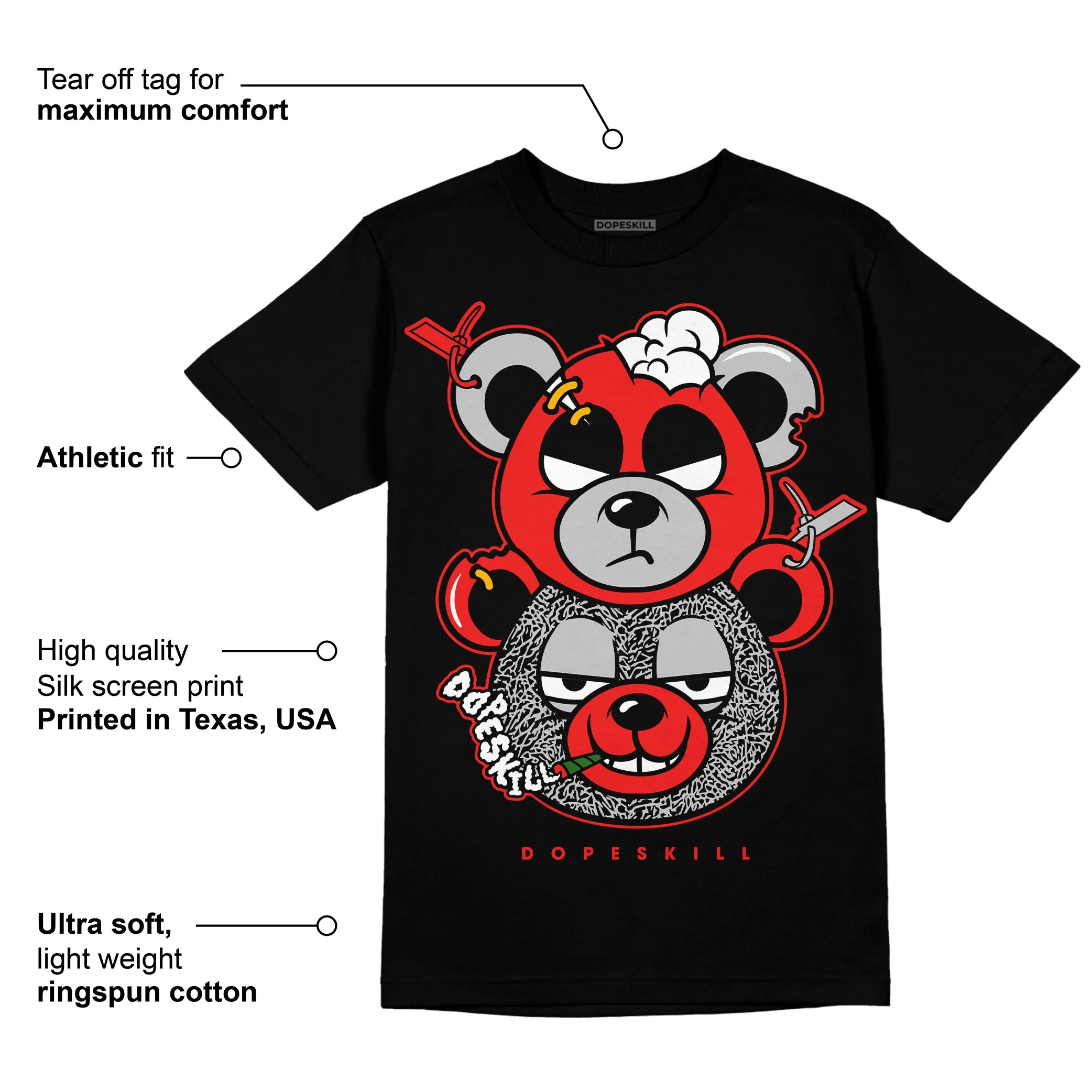 AJ Spizike Bred DopeSkill T-Shirt New Double Bear Graphic sold by DopeSkill product image thumbnail 3