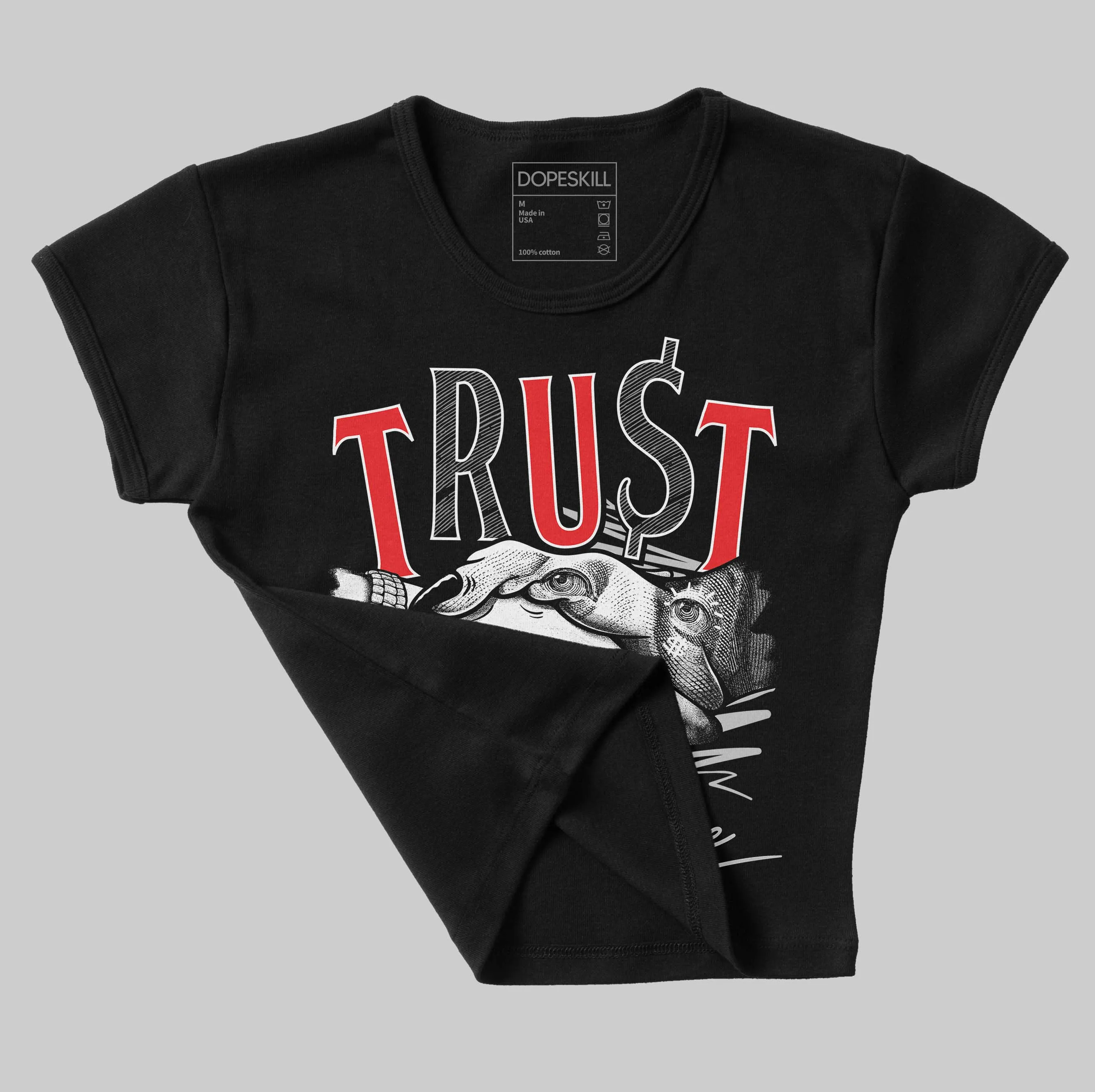 AJ Spizike Bred DopeSkill Women's Crop Top Trust No One Graphic sold by DopeSkill product image thumbnail 3